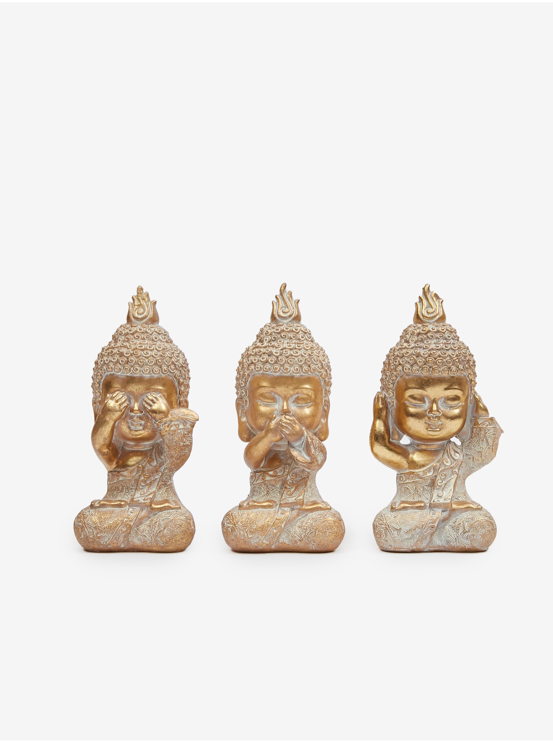 Lacno Súprava troch sošiek Budha SIFCON v zlatej farbe