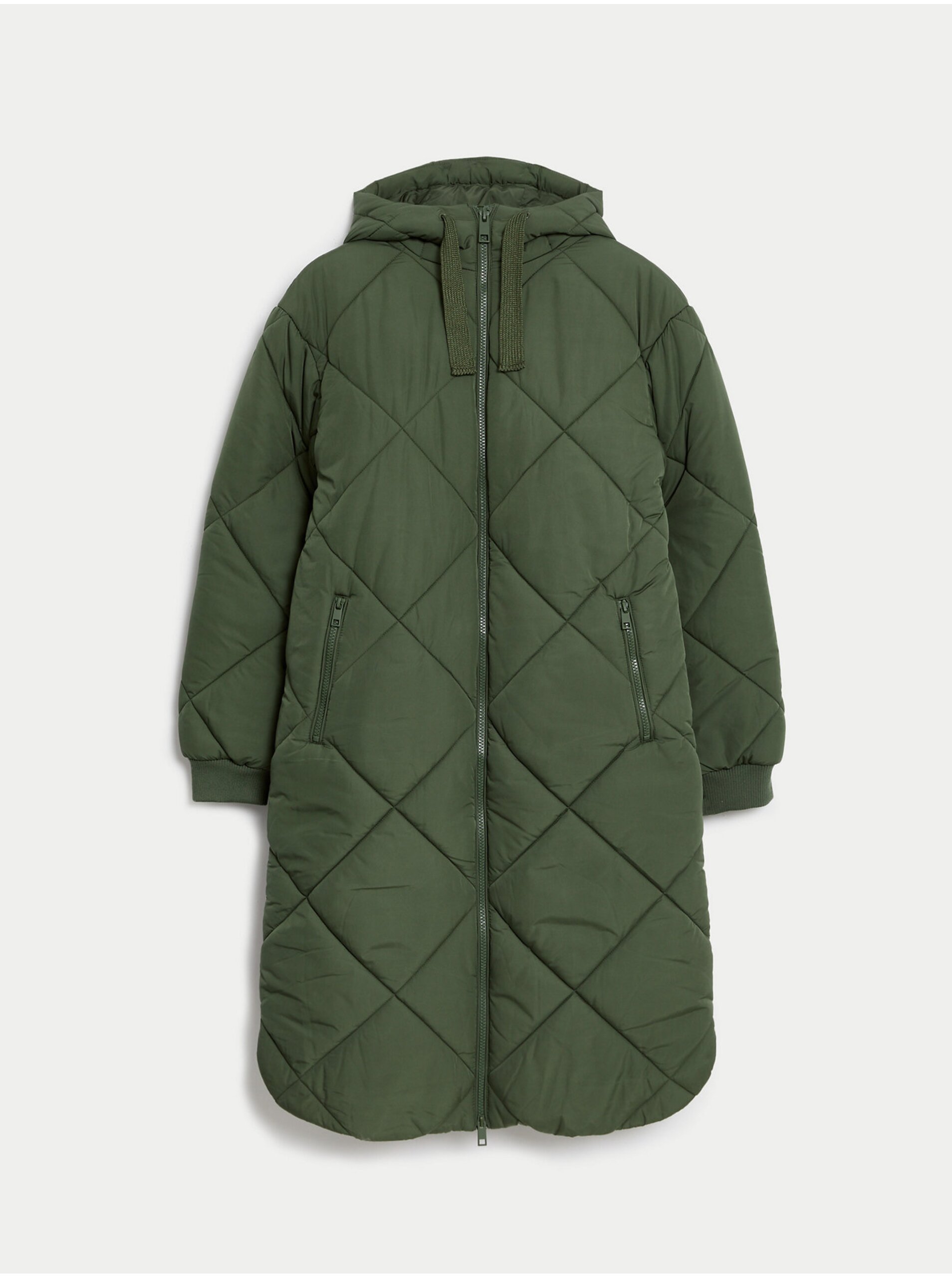 Levně Tmavě zelený dámský recyklovaný prošívaný kabát Marks & Spencer