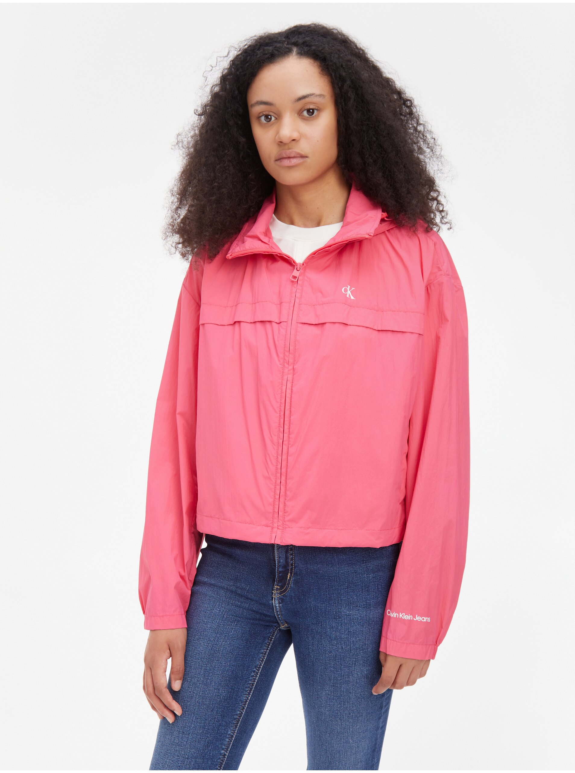 Levně Růžová dámská lehká bunda Calvin Klein Jeans