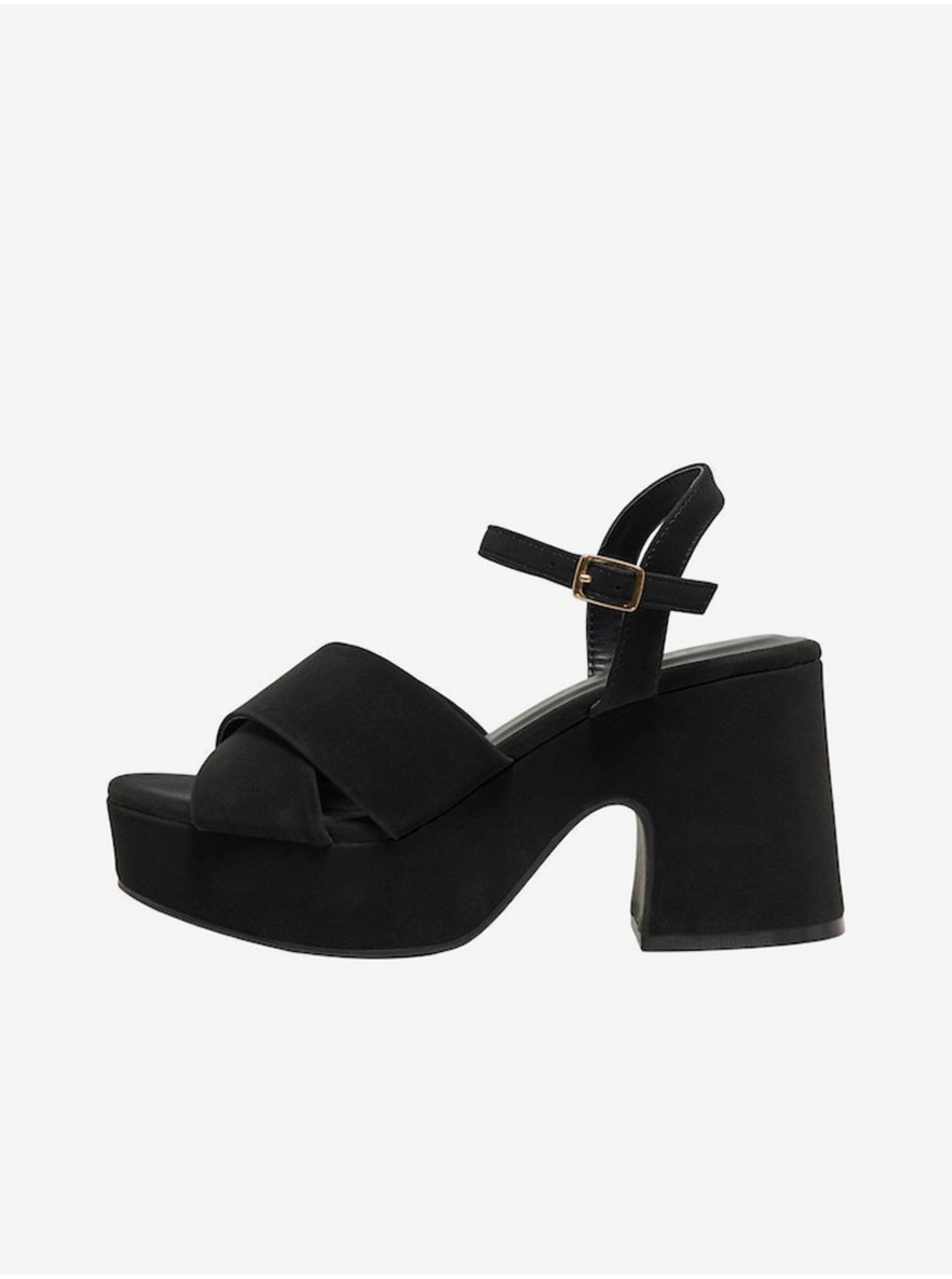 E-shop Čierne dámske sandále na podpätku v semišovej úprave ONLY Alba-1