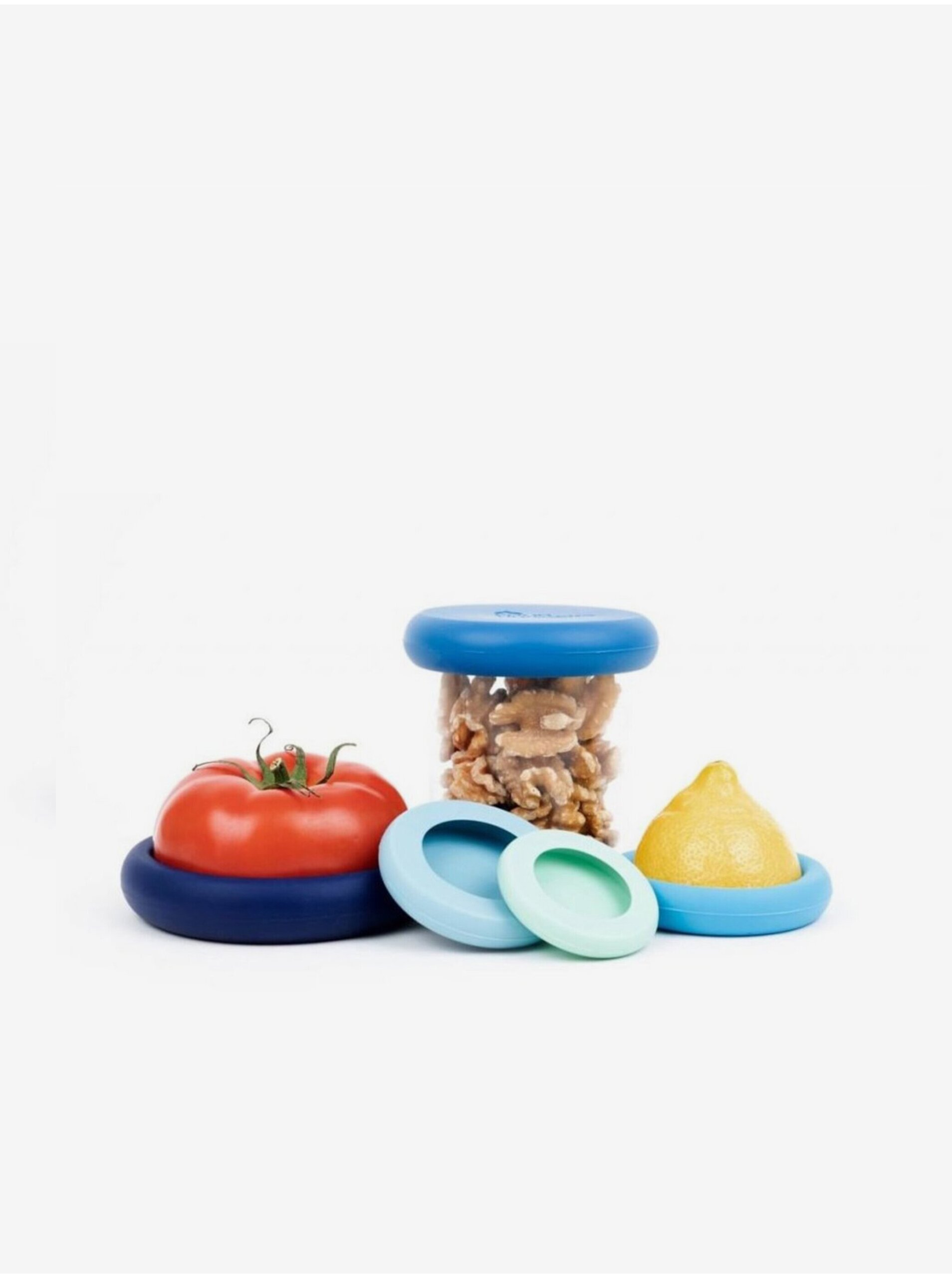 Levně Sada pěti silikonových krytů na ovoce a zeleninu v modré a světle modré barvě Food Huggers