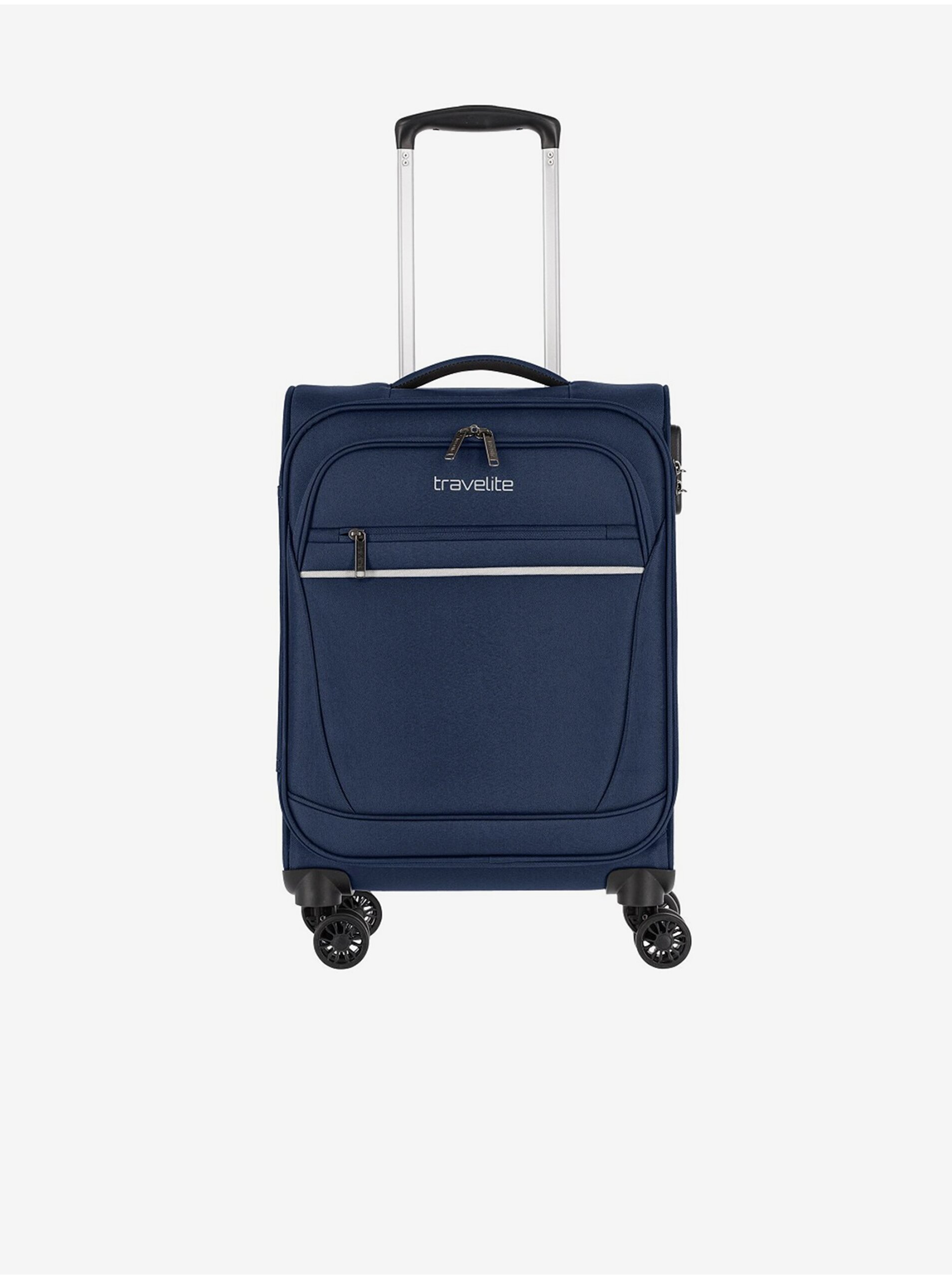 Levně Tmavě modrý cestovní kufr Travelite Cabin 4w S
