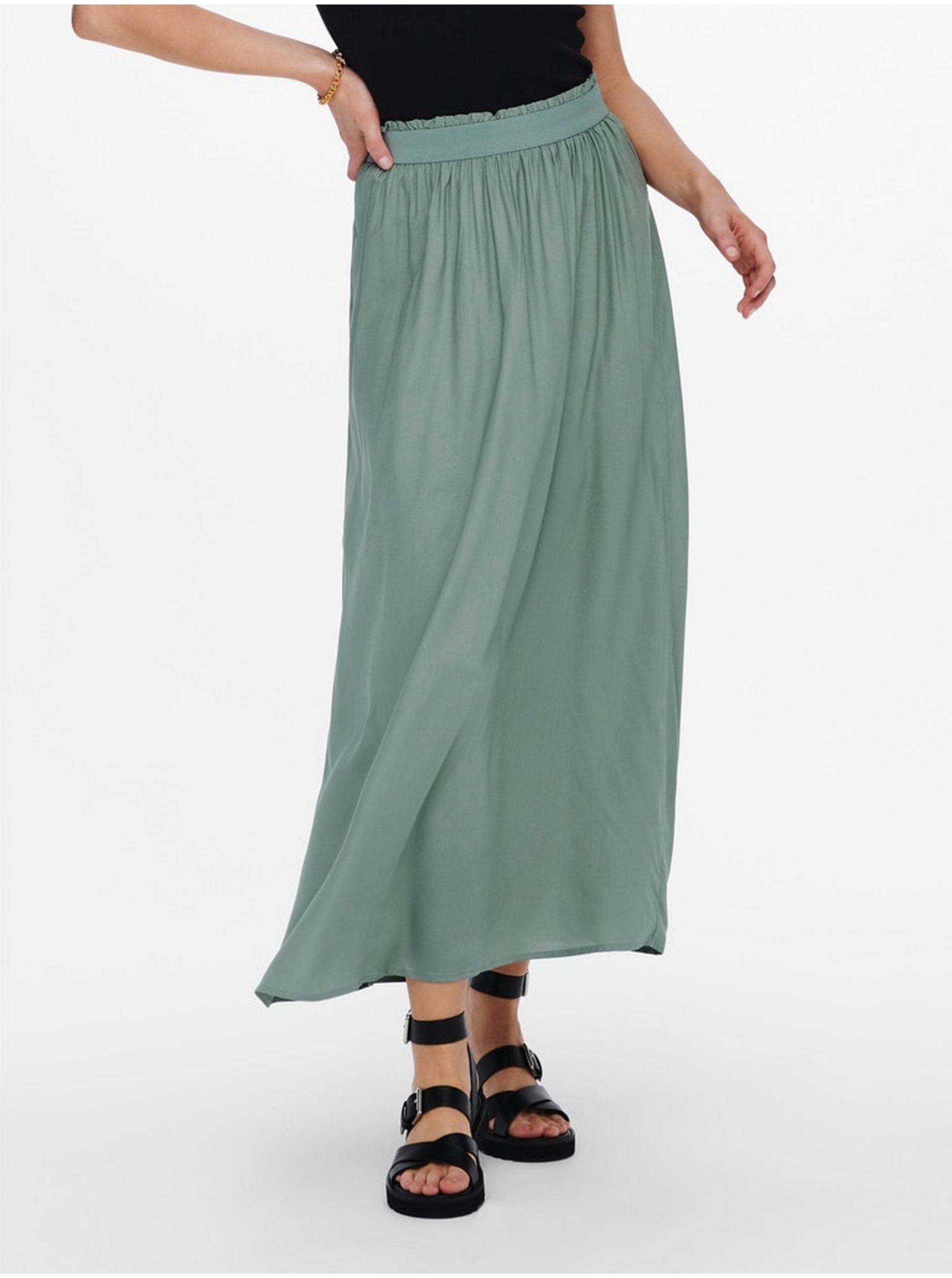 Levně Světle zelená dámská maxi sukně ONLY Venedig