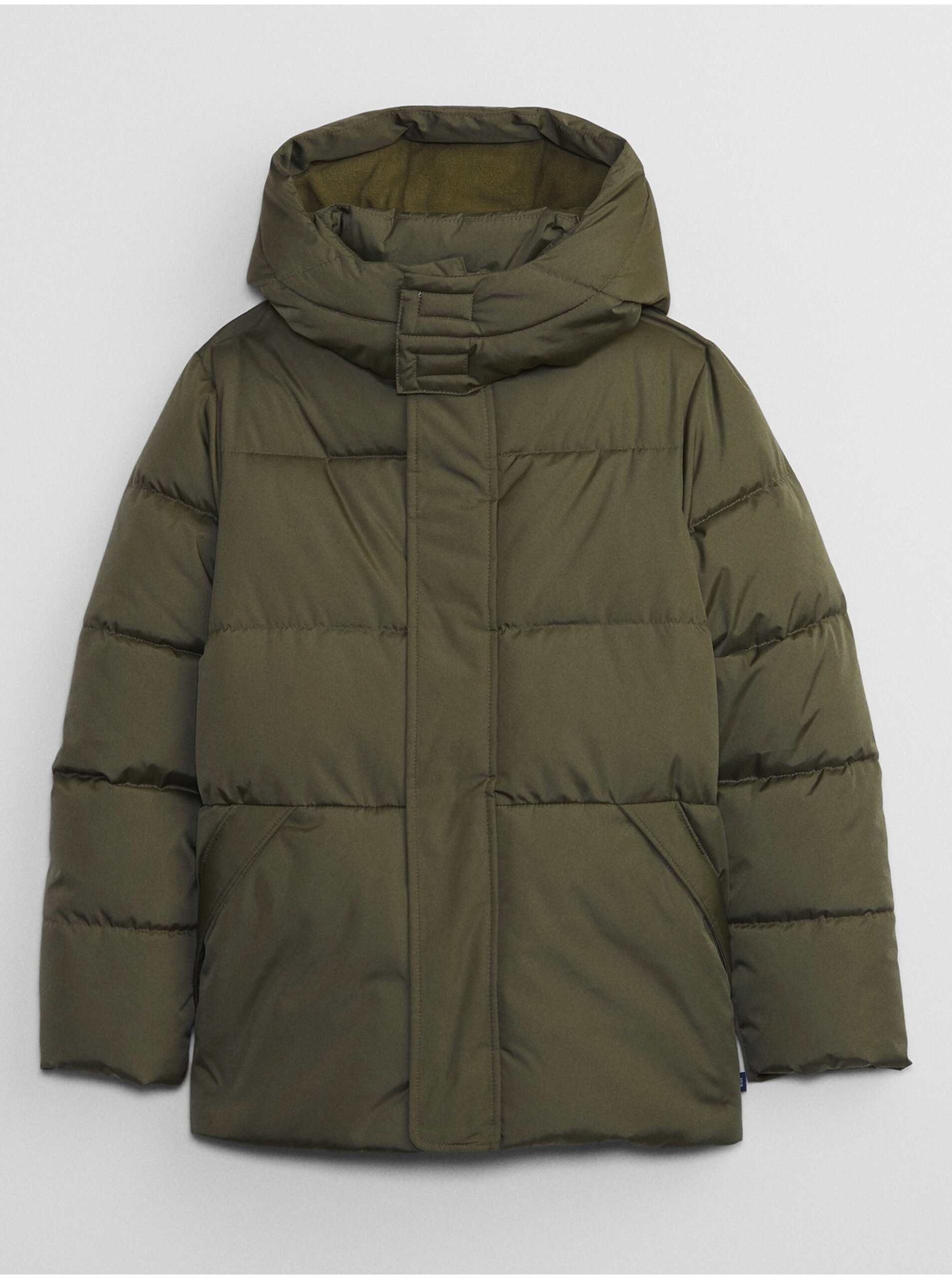 E-shop Zelená dětská zimní prošívaná bunda s kapucí GAP