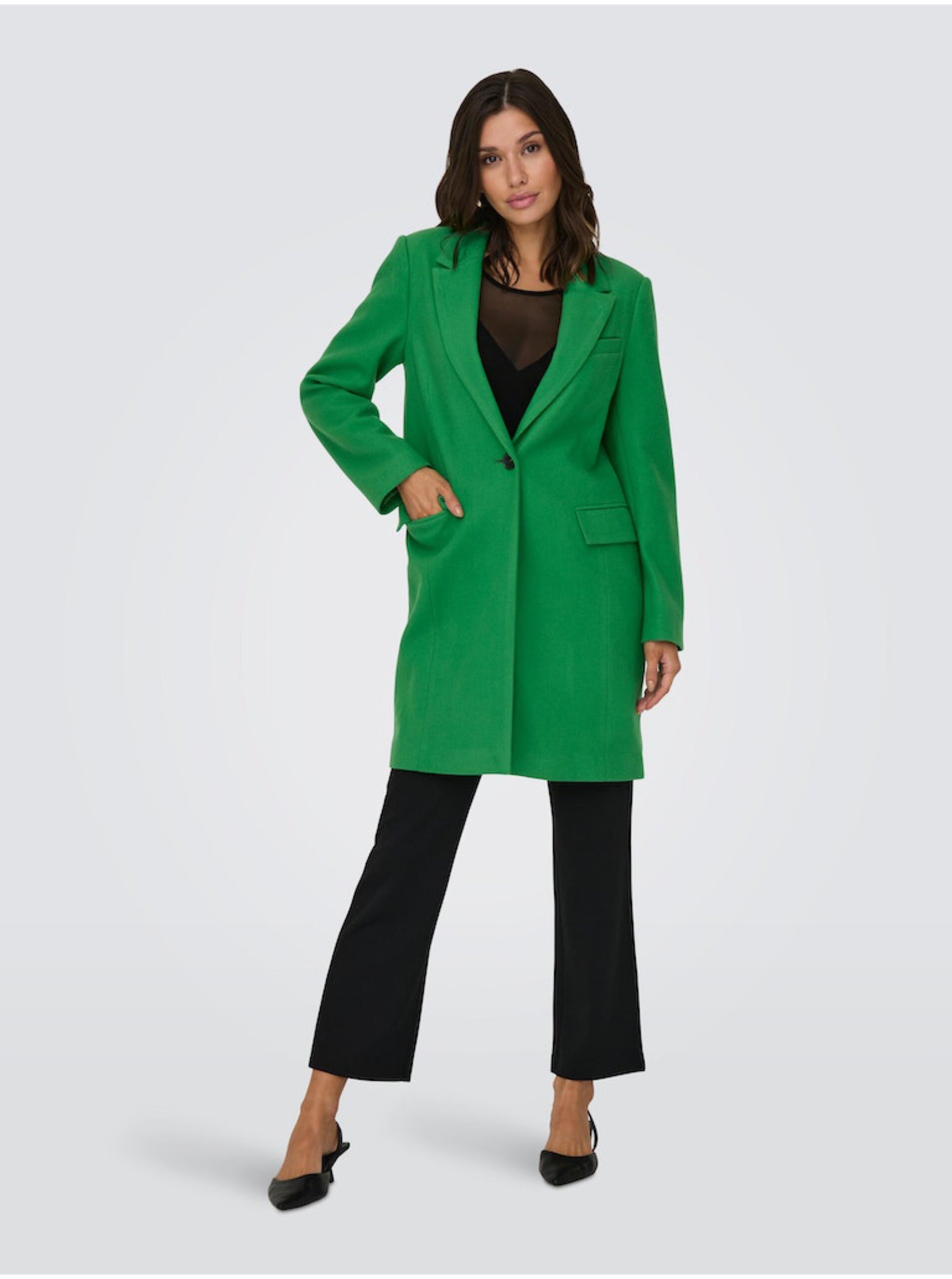 Lacno Zelený dámsky ľahký kabát ONLY Nancy