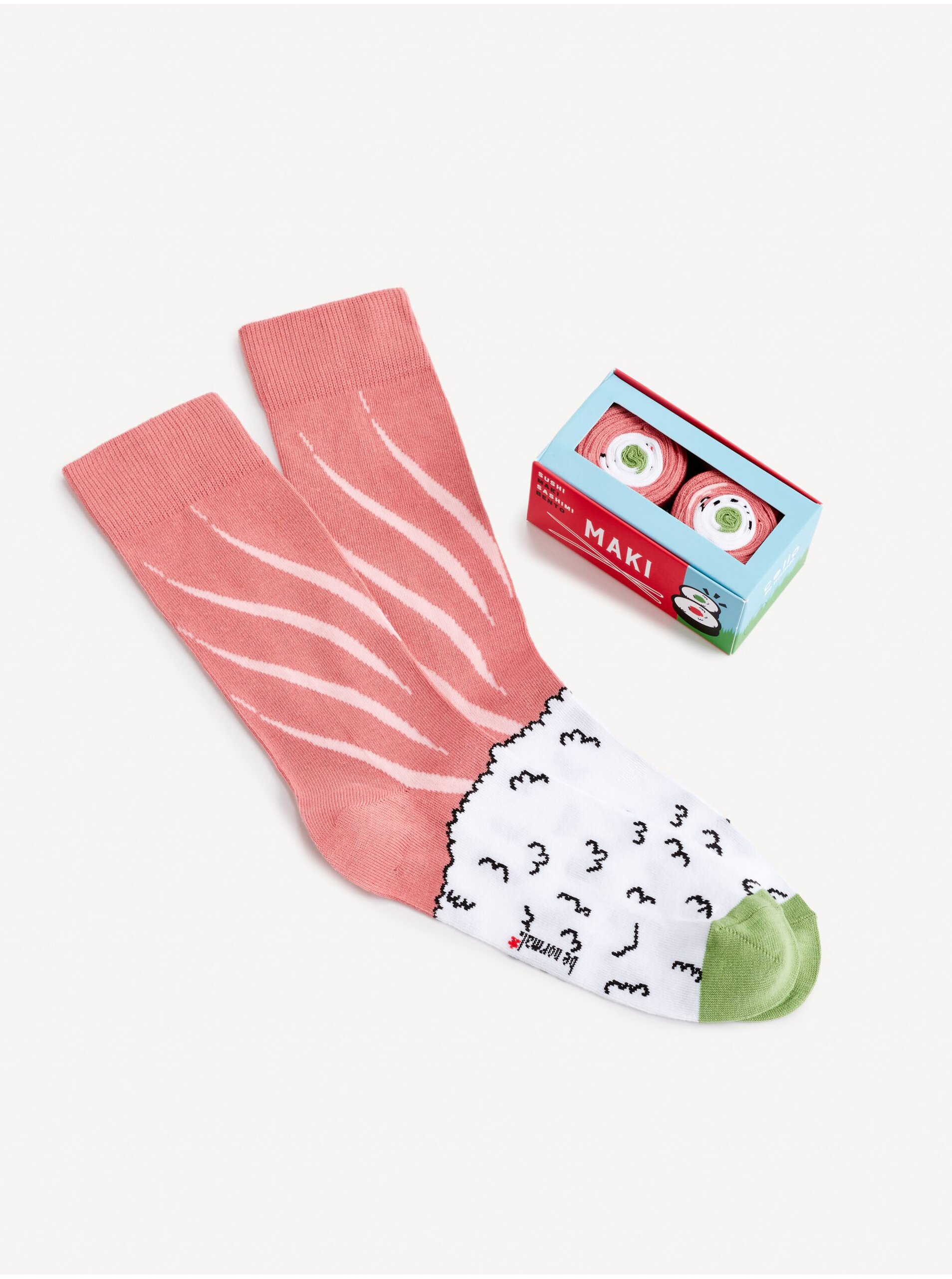 Lacno Bielo-ružové vzorované ponožky v darčekovom balení Celio