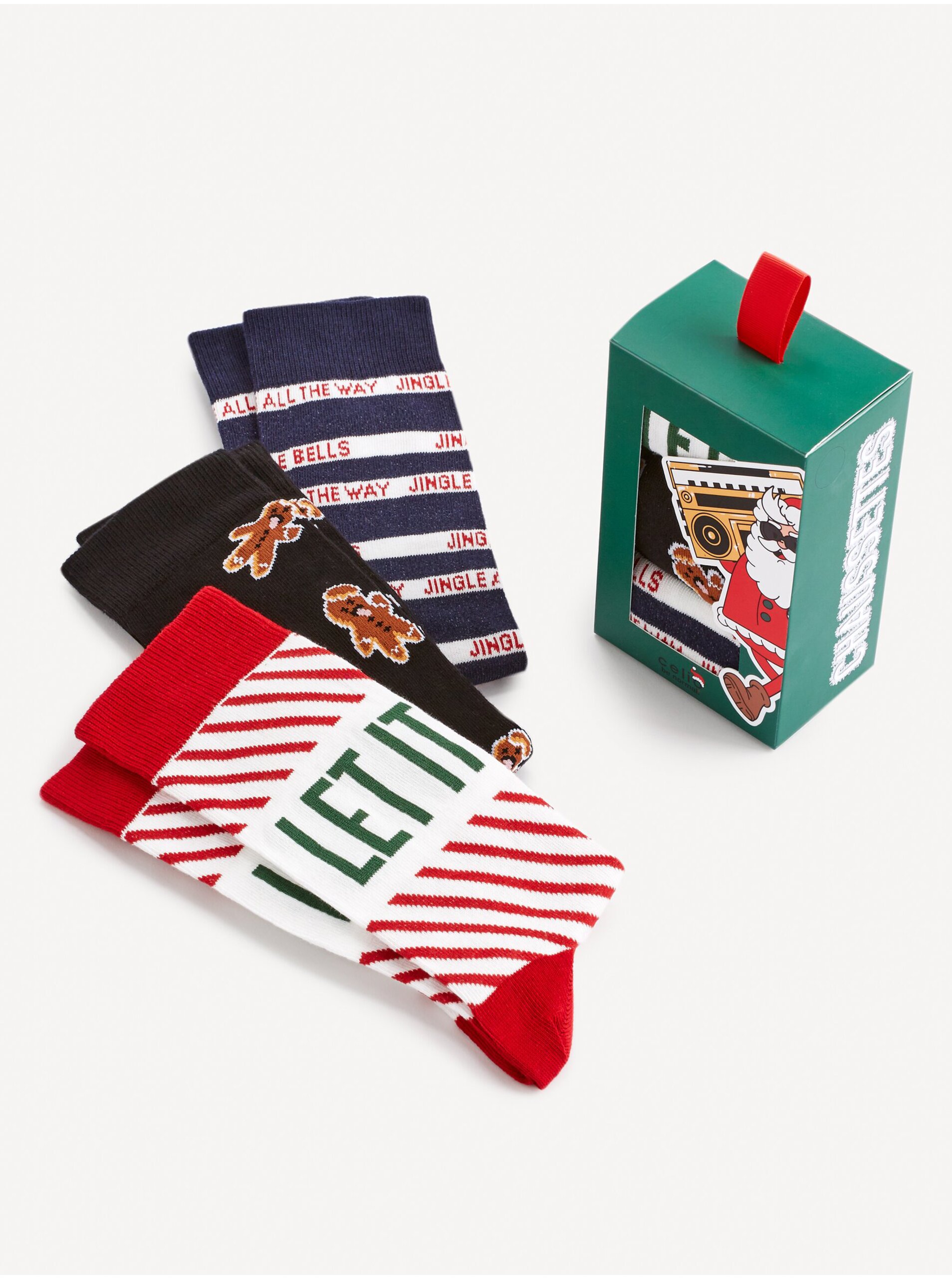 Lacno Súprava troch párov farebných ponožiek v darčekovom balení Celio