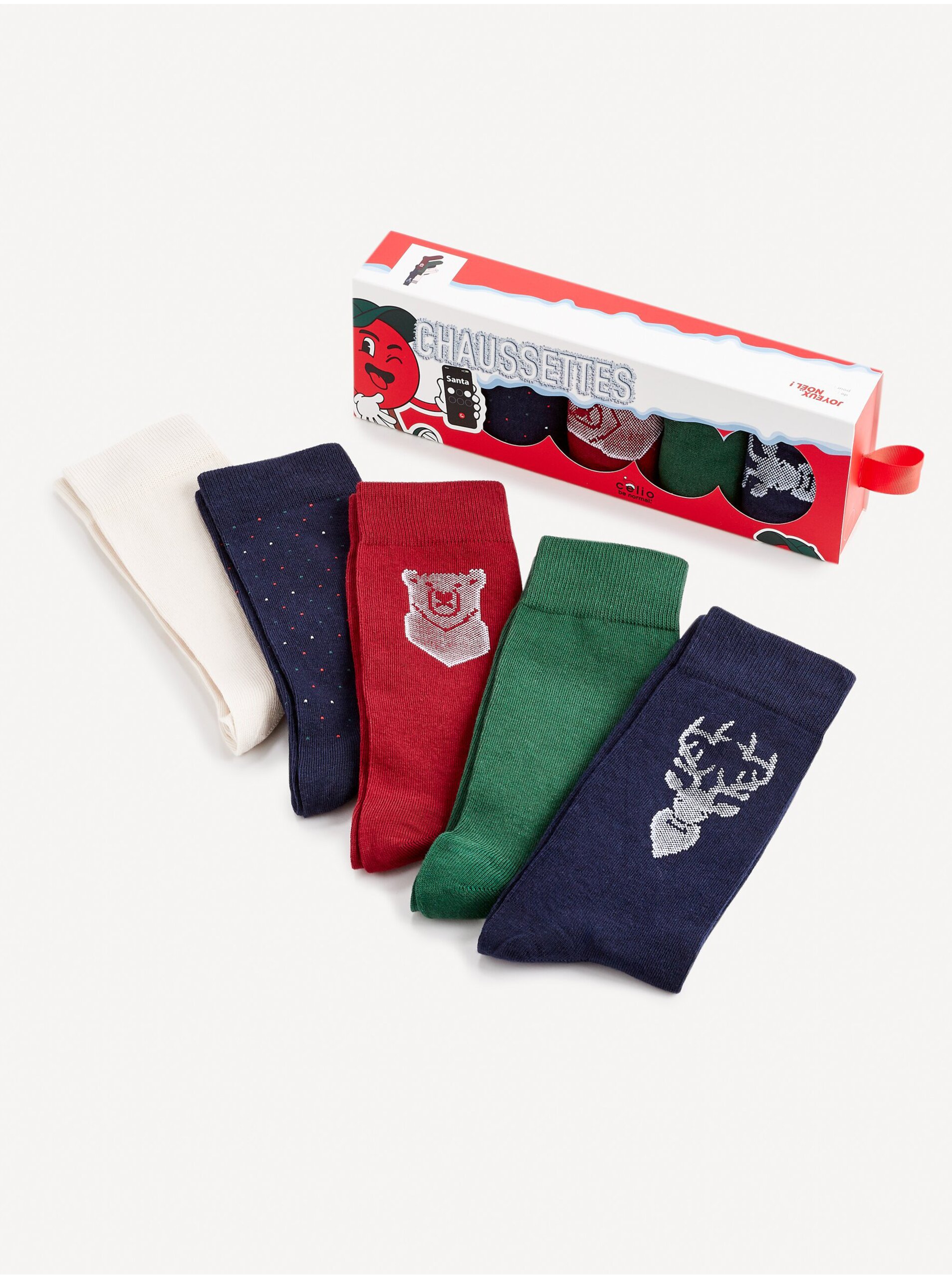 Levně Sada pěti párů barevných ponožek v dárkovém balení Celio
