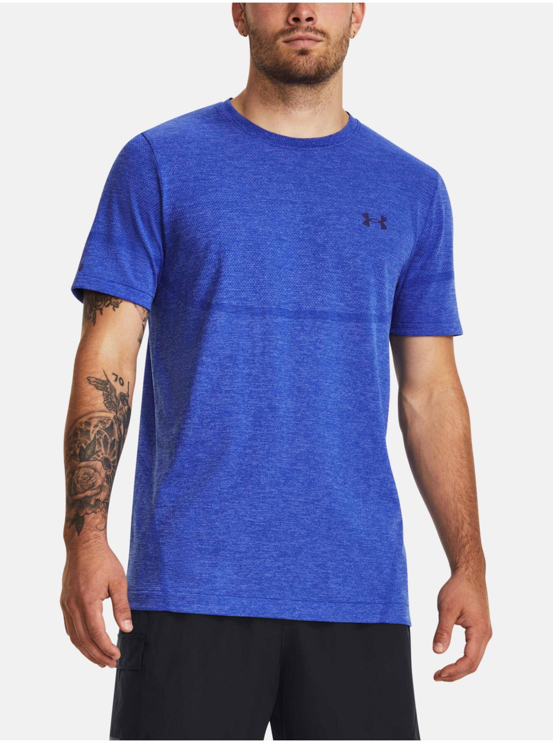 Lacno Modré pánske športové tričko Under Armour UA Rush Seamless Legacy SS