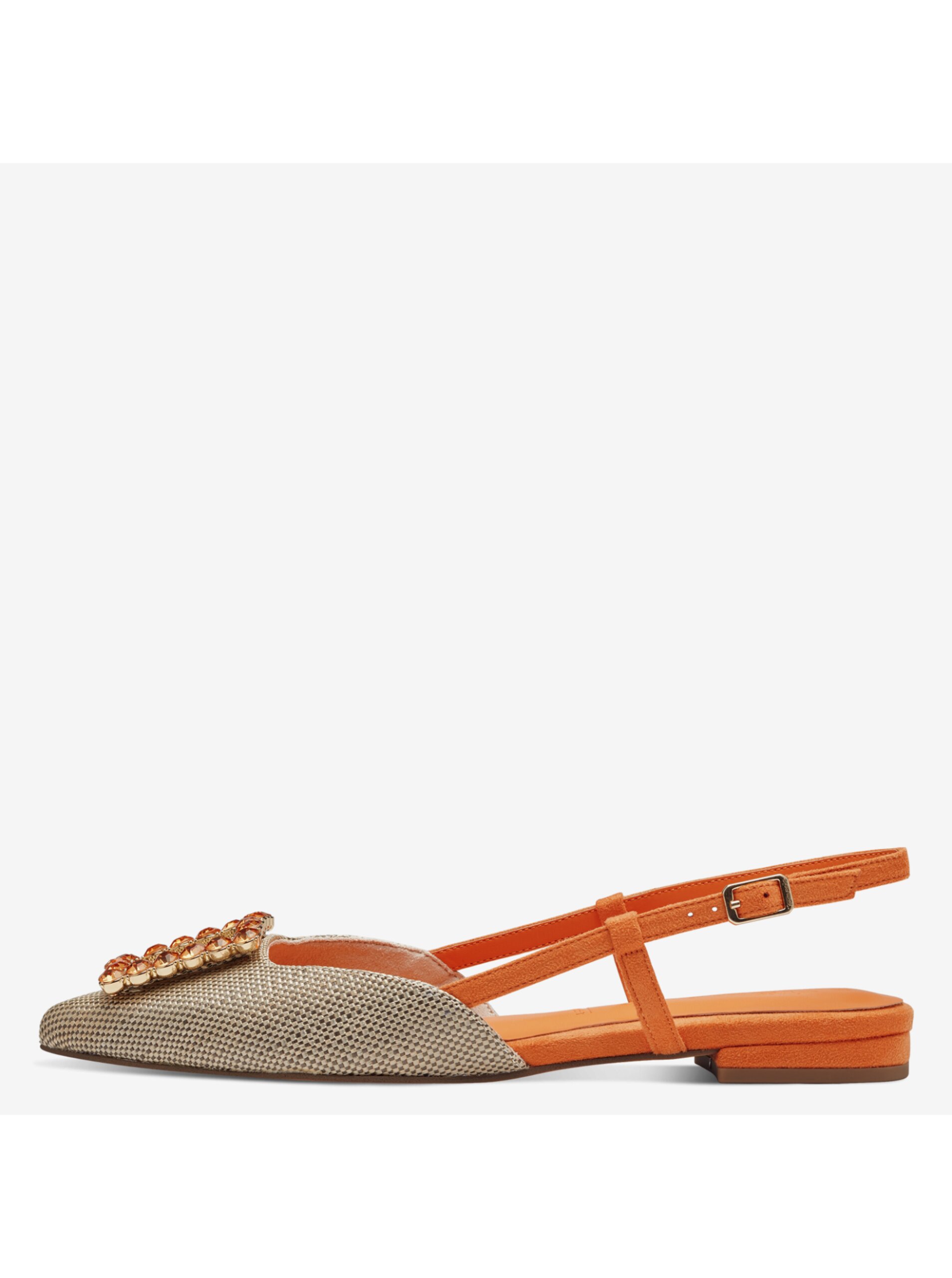 Lacno Oranžovo-béžové dámske sandálky Tamaris