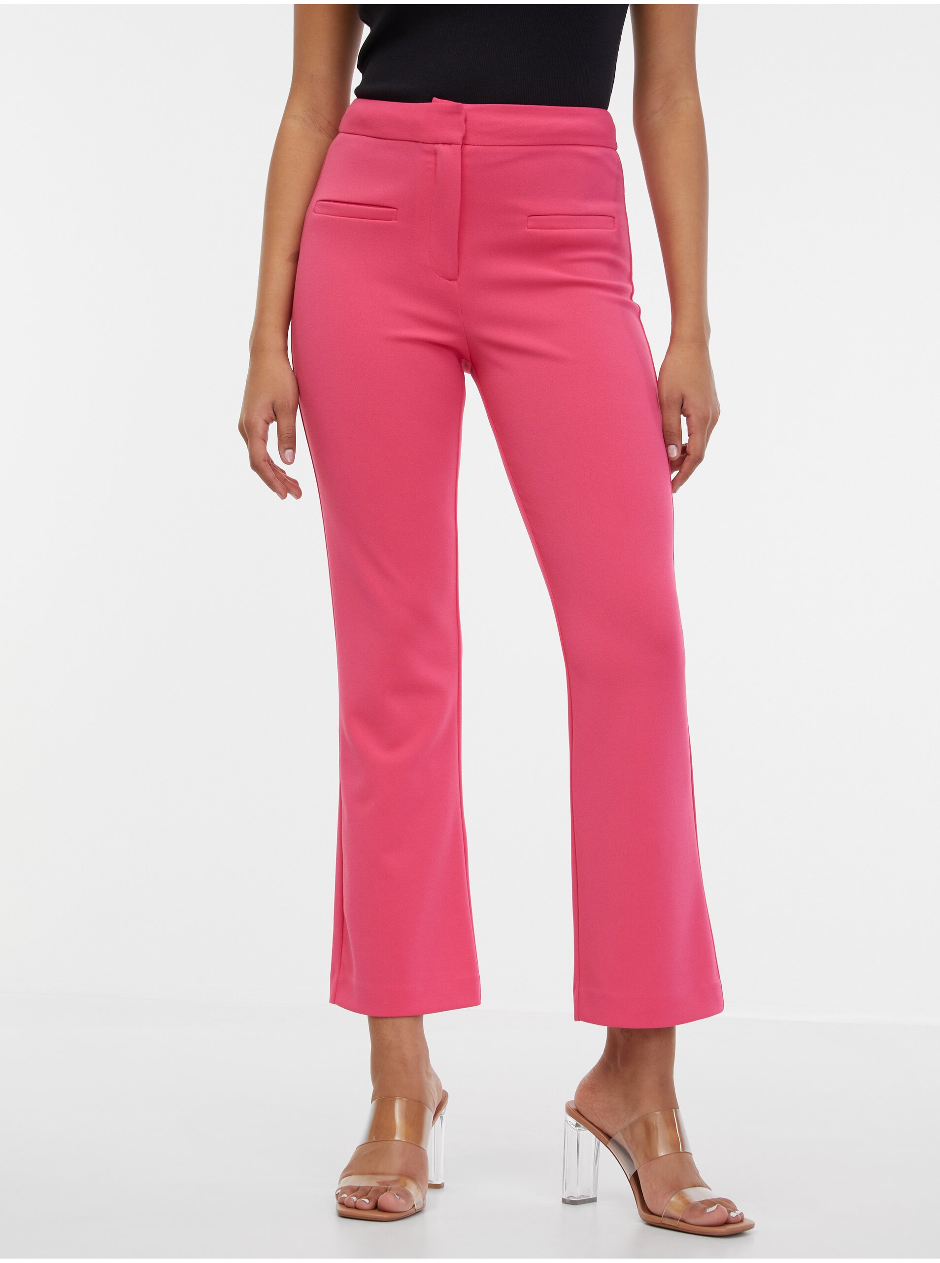 E-shop Růžové dámské zkrácené kalhoty ORSAY