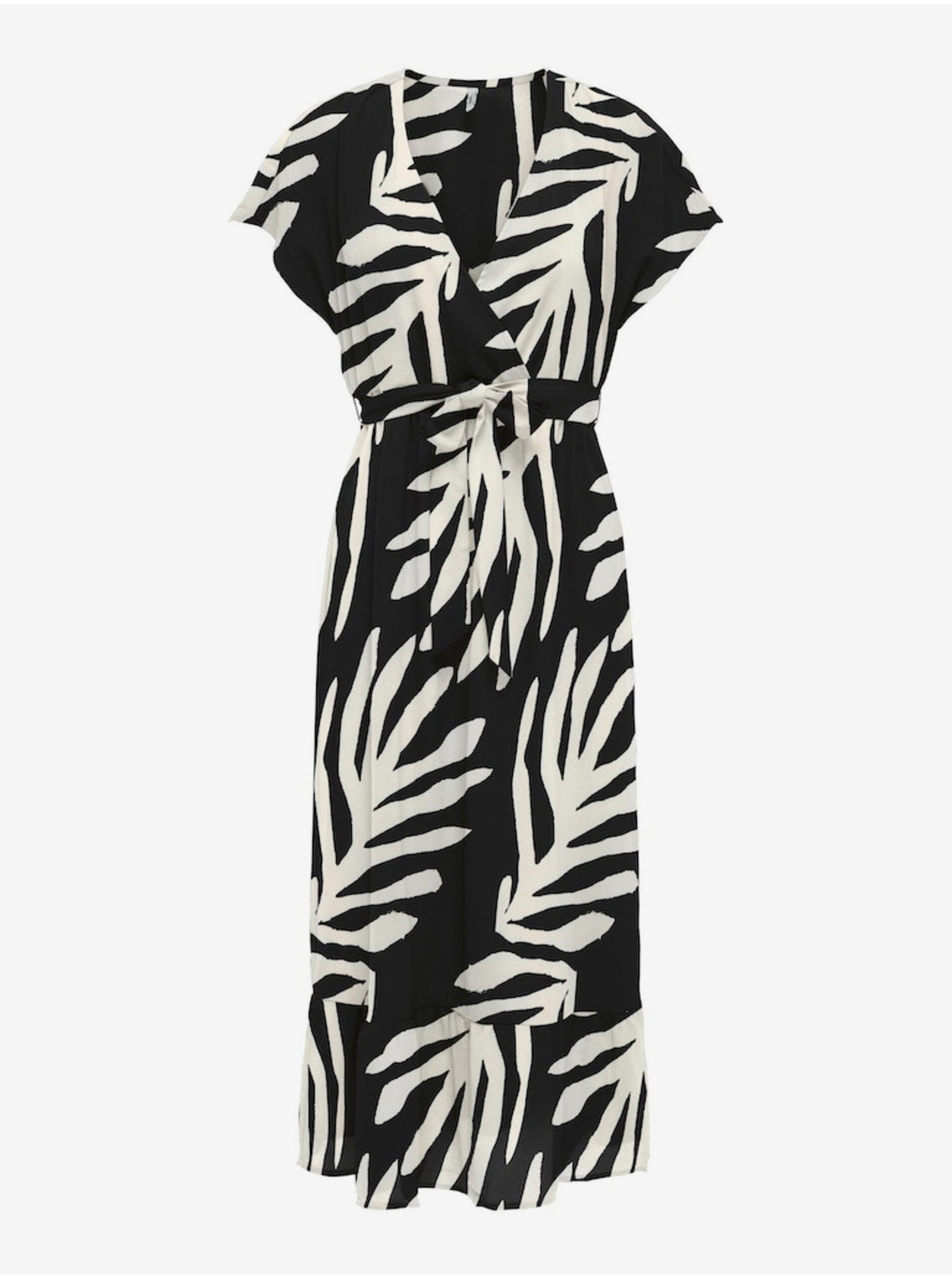 Levně Krémovo-černé dámské vzorované midi šaty ONLY Nova
