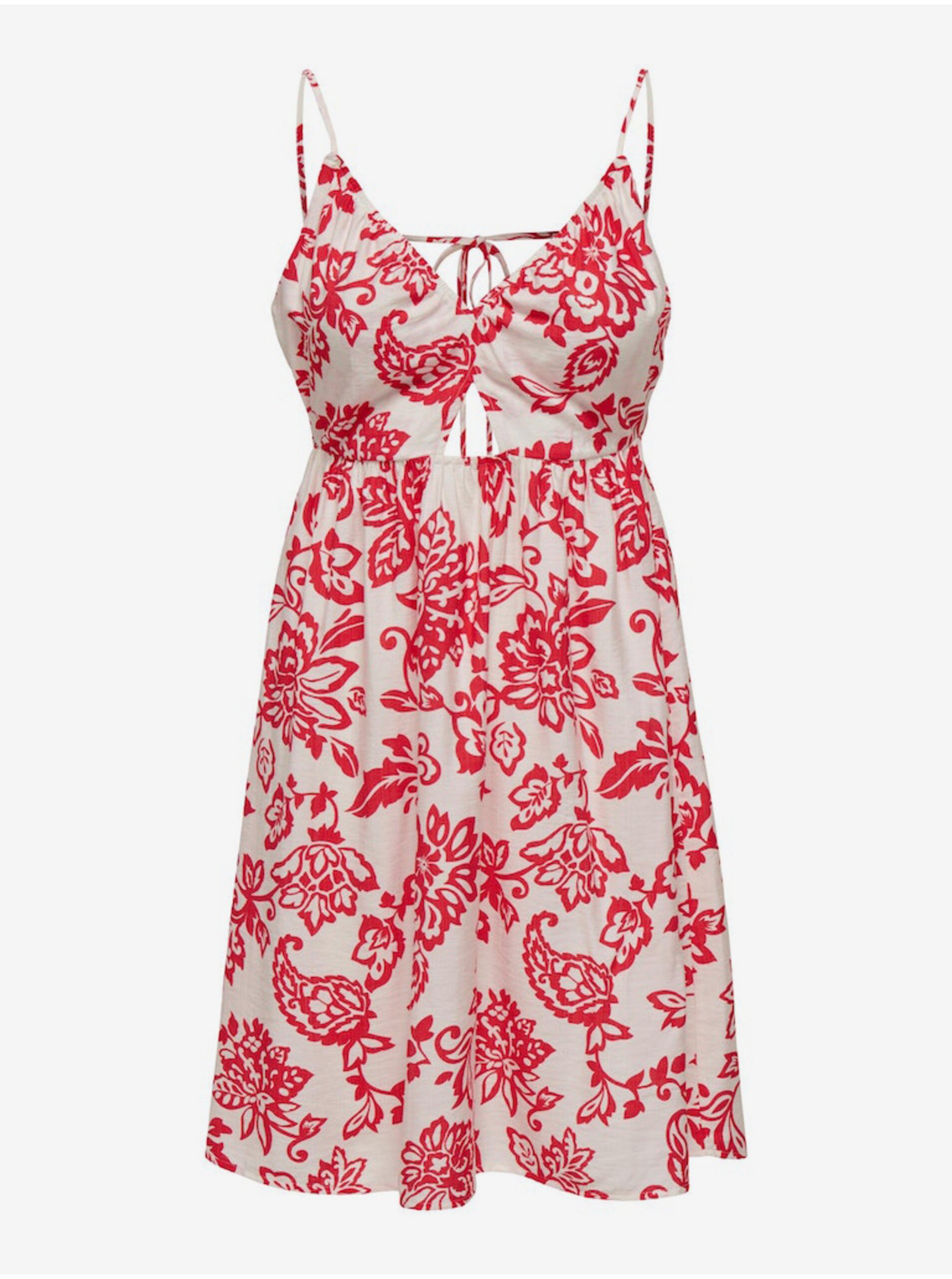 Levně Červeno-bílé dámské květované šaty ONLY Kiera