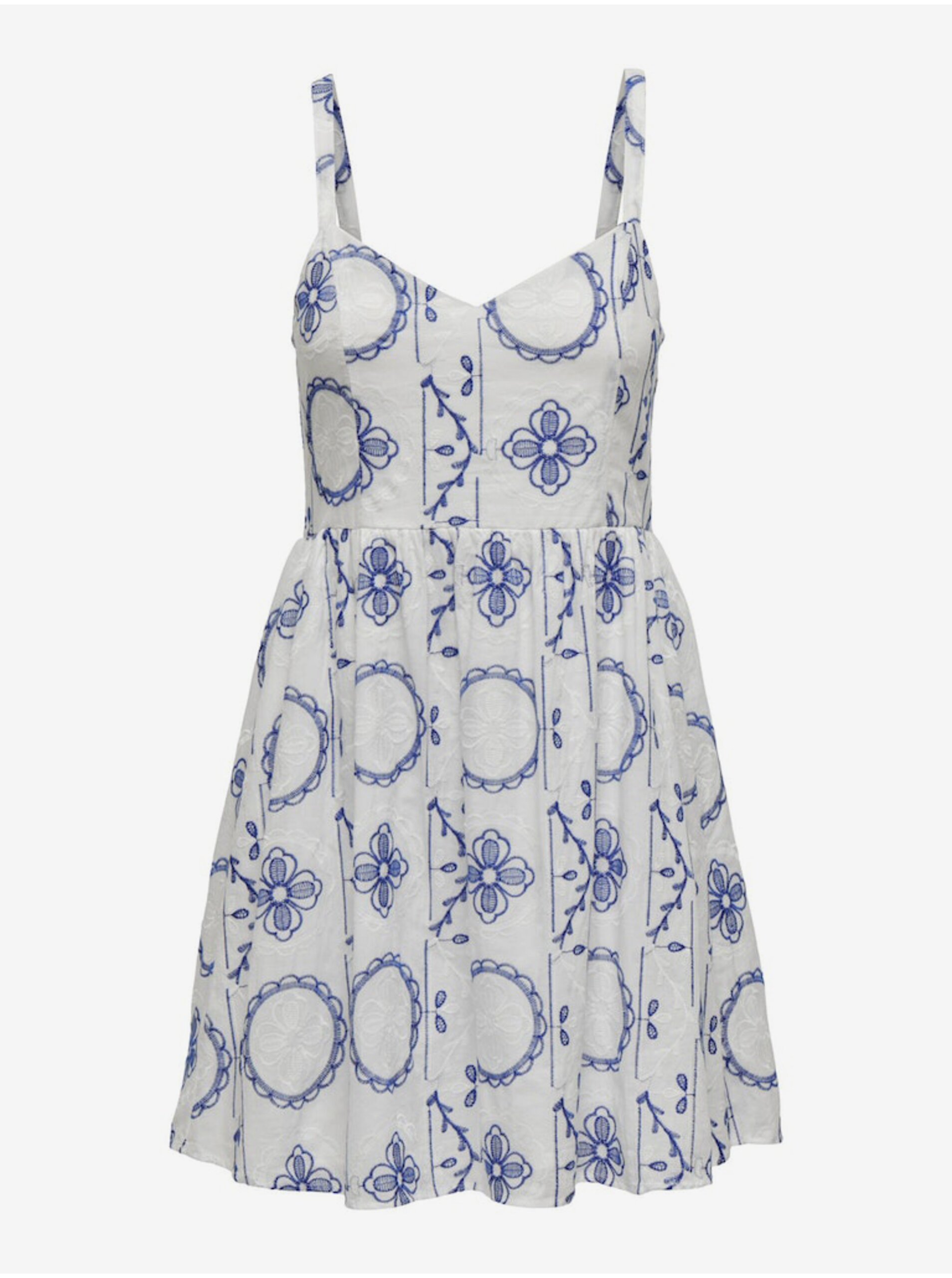 Levně Modro-bílé dámské vzorované šaty ONLY Daphne