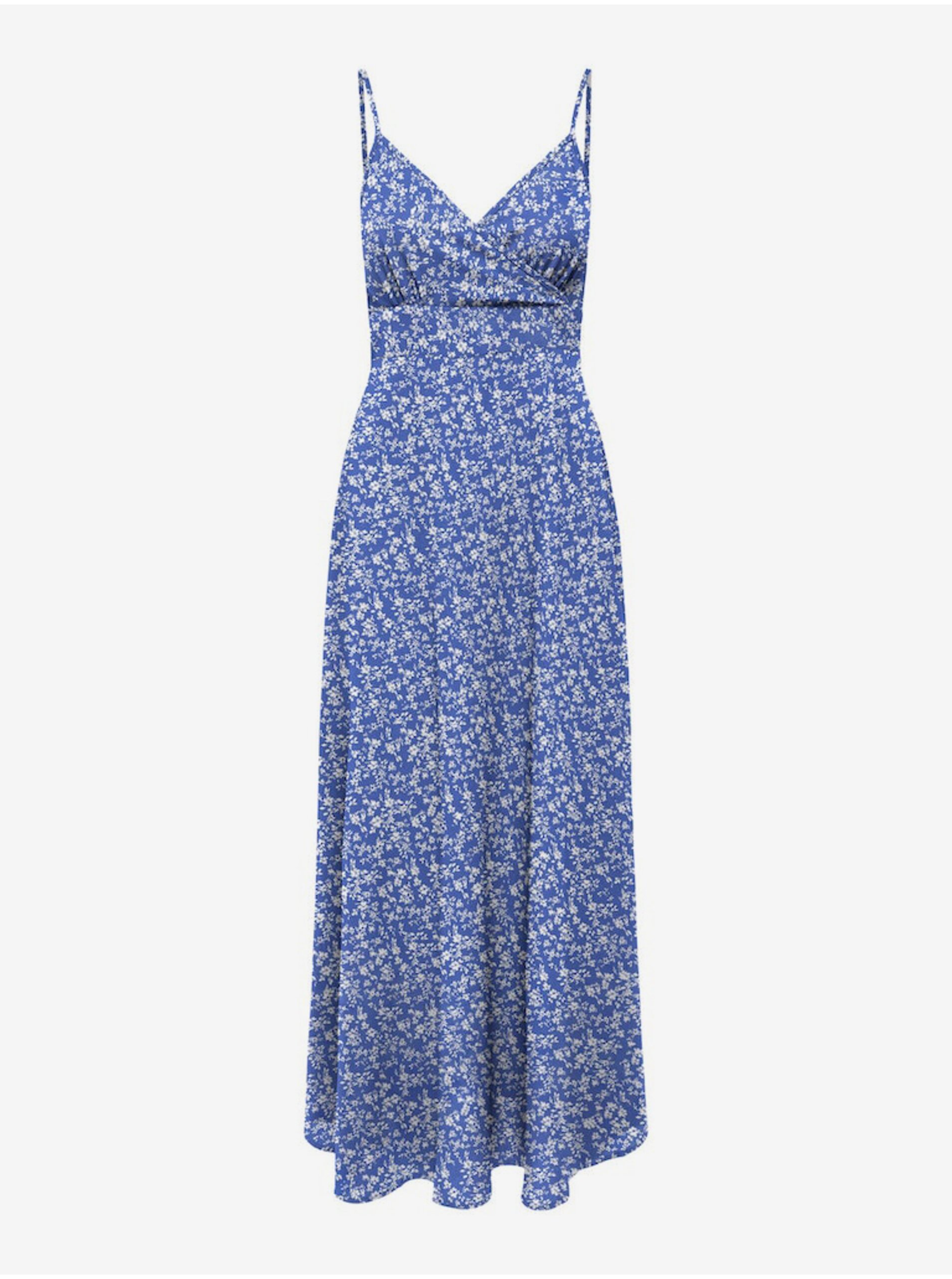 Lacno Modré dámske kvetované midi šaty ONLY Nova