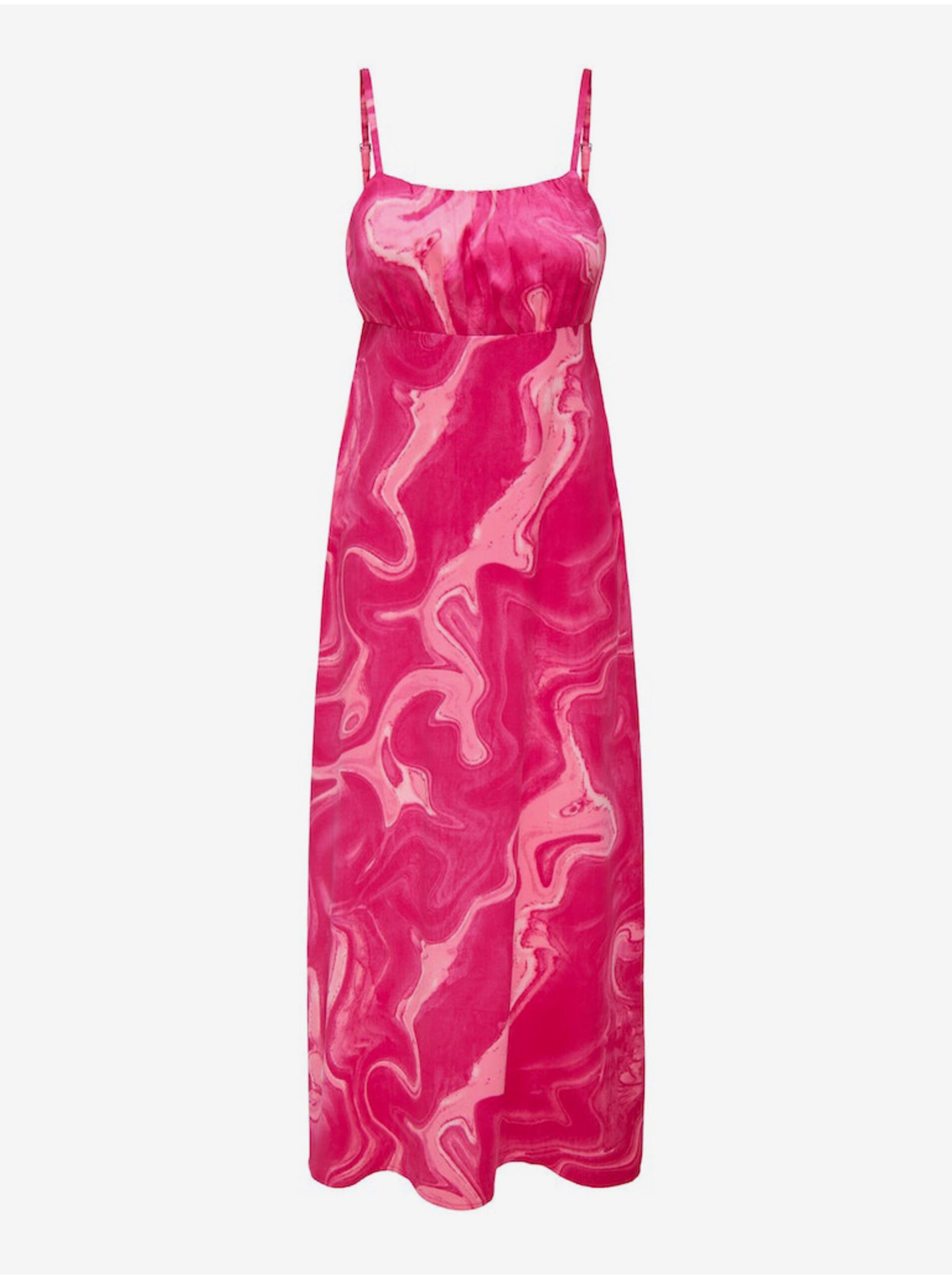Lacno Tmavo ružové dámske vzorované midi šaty ONLY Jane