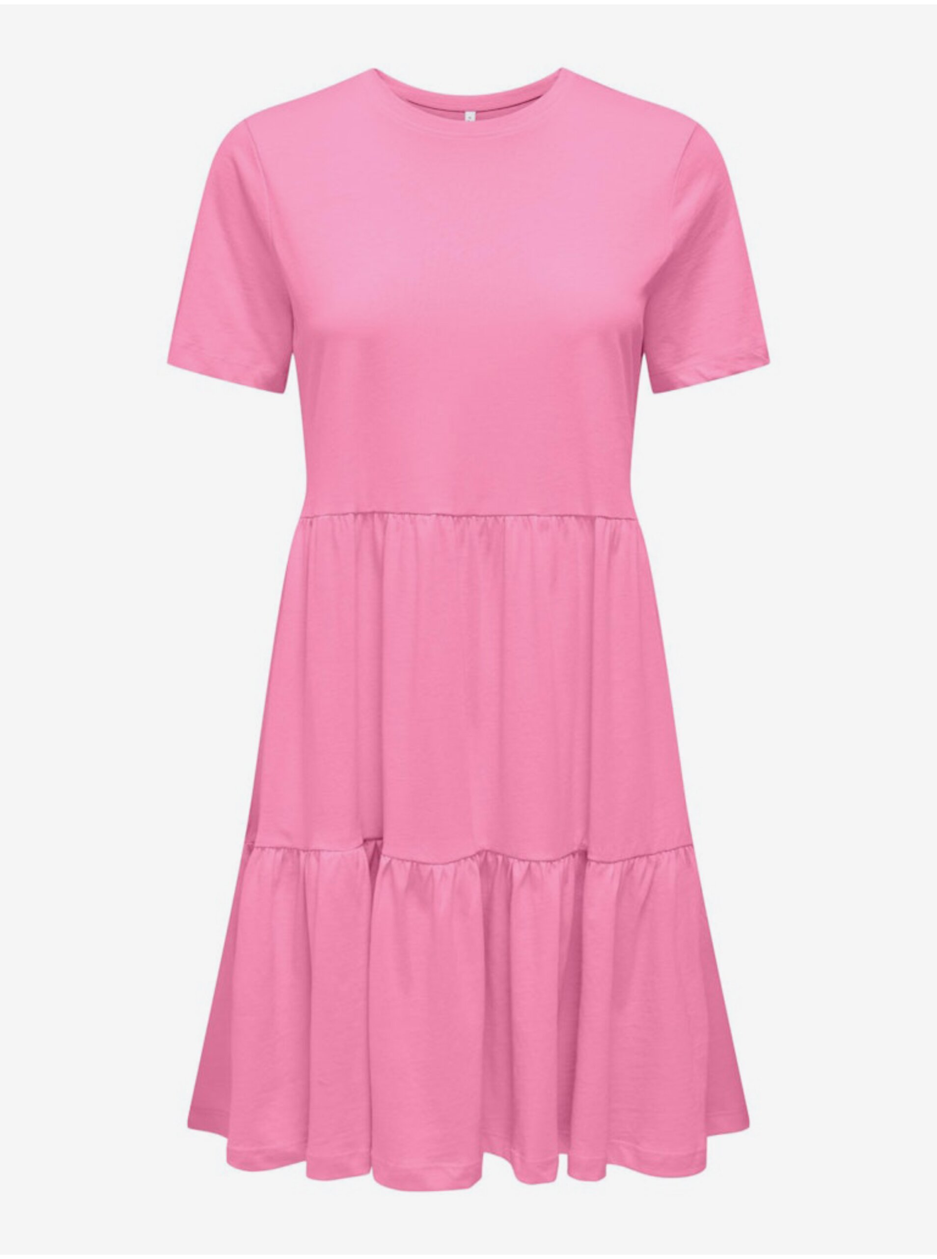 Lacno Ružové dámske basic šaty ONLY May