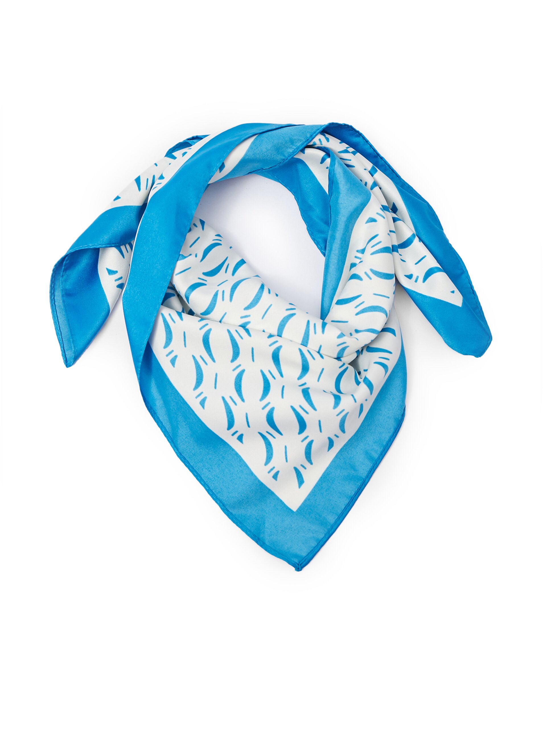 Levně Modro-bílý dámský vzorovaný saténový šátek ORSAY