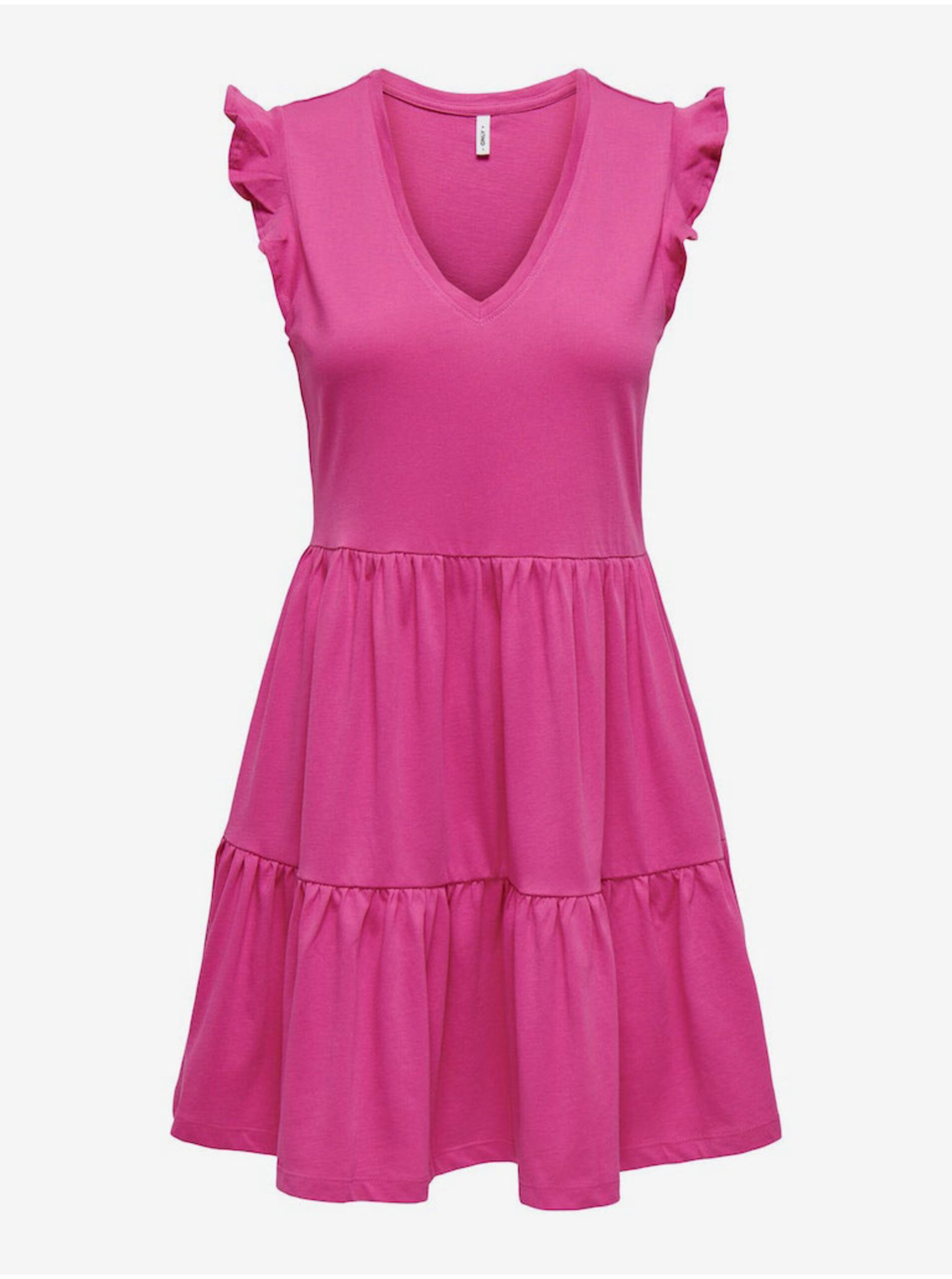 Levně Tmavě růžové dámské basic šaty ONLY May