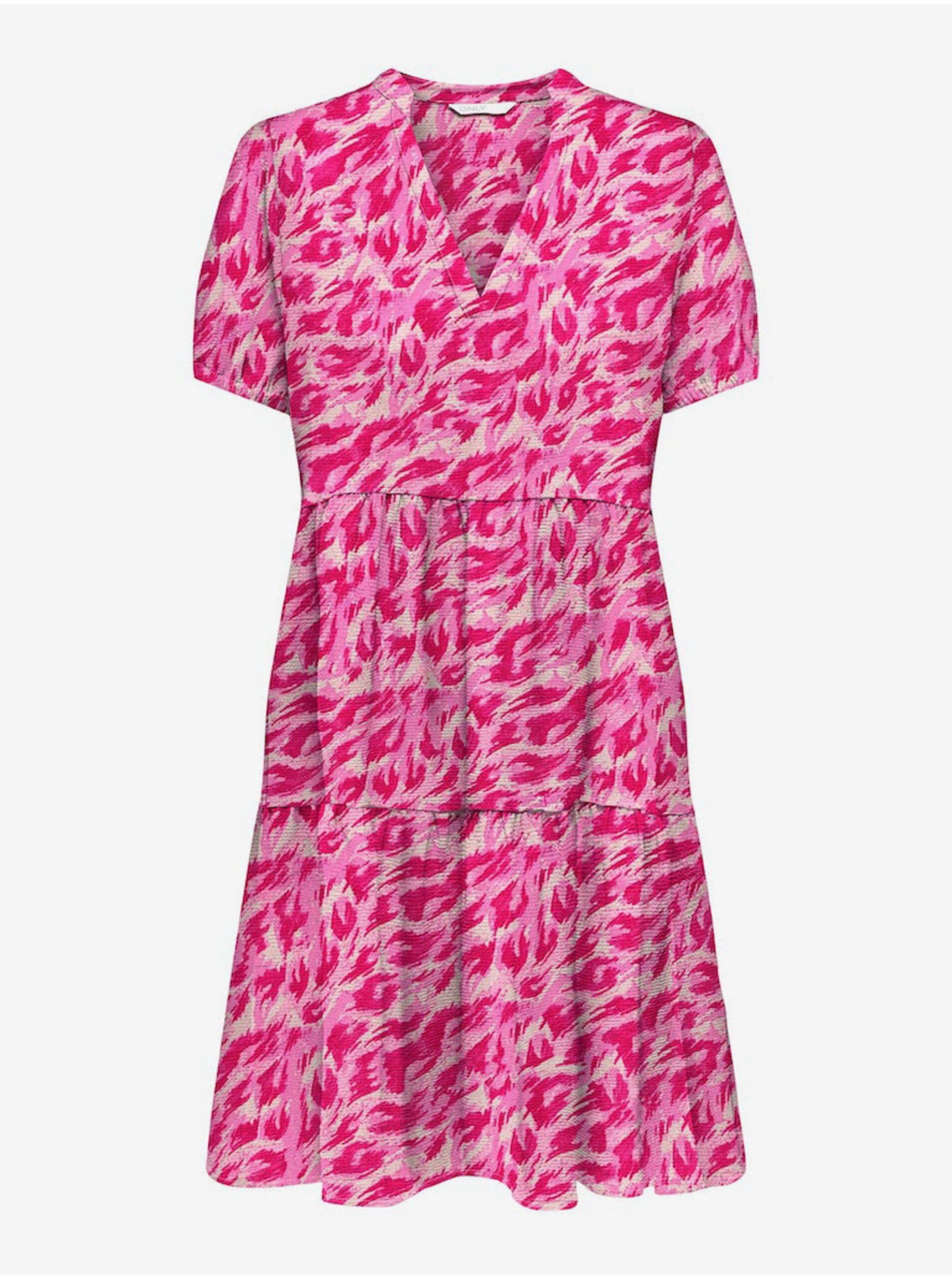 E-shop Růžové dámské vzorované šaty ONLY Nova