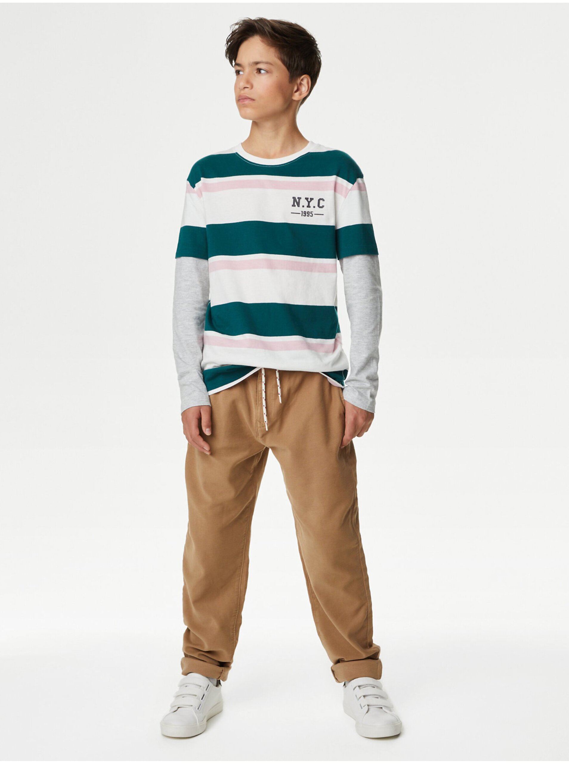 E-shop Hnedé chlapčenské keprové nohavice Marks & Spencer