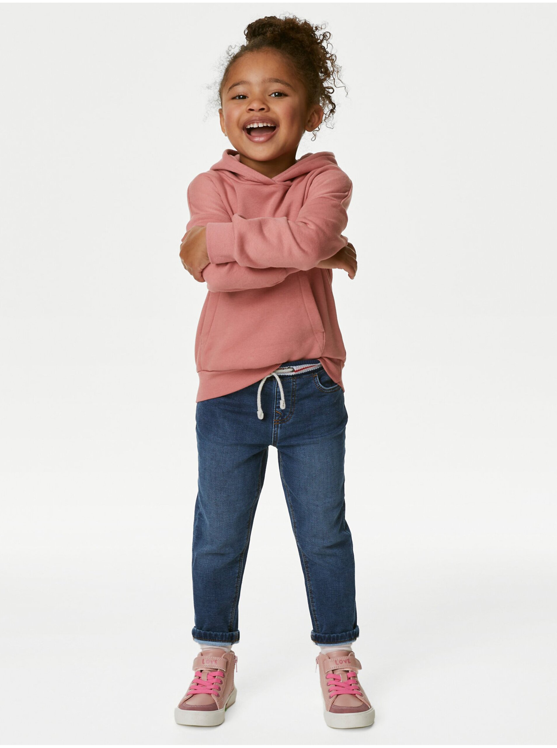 Lacno Tmavomodré dievčenské džínsy Marks & Spencer