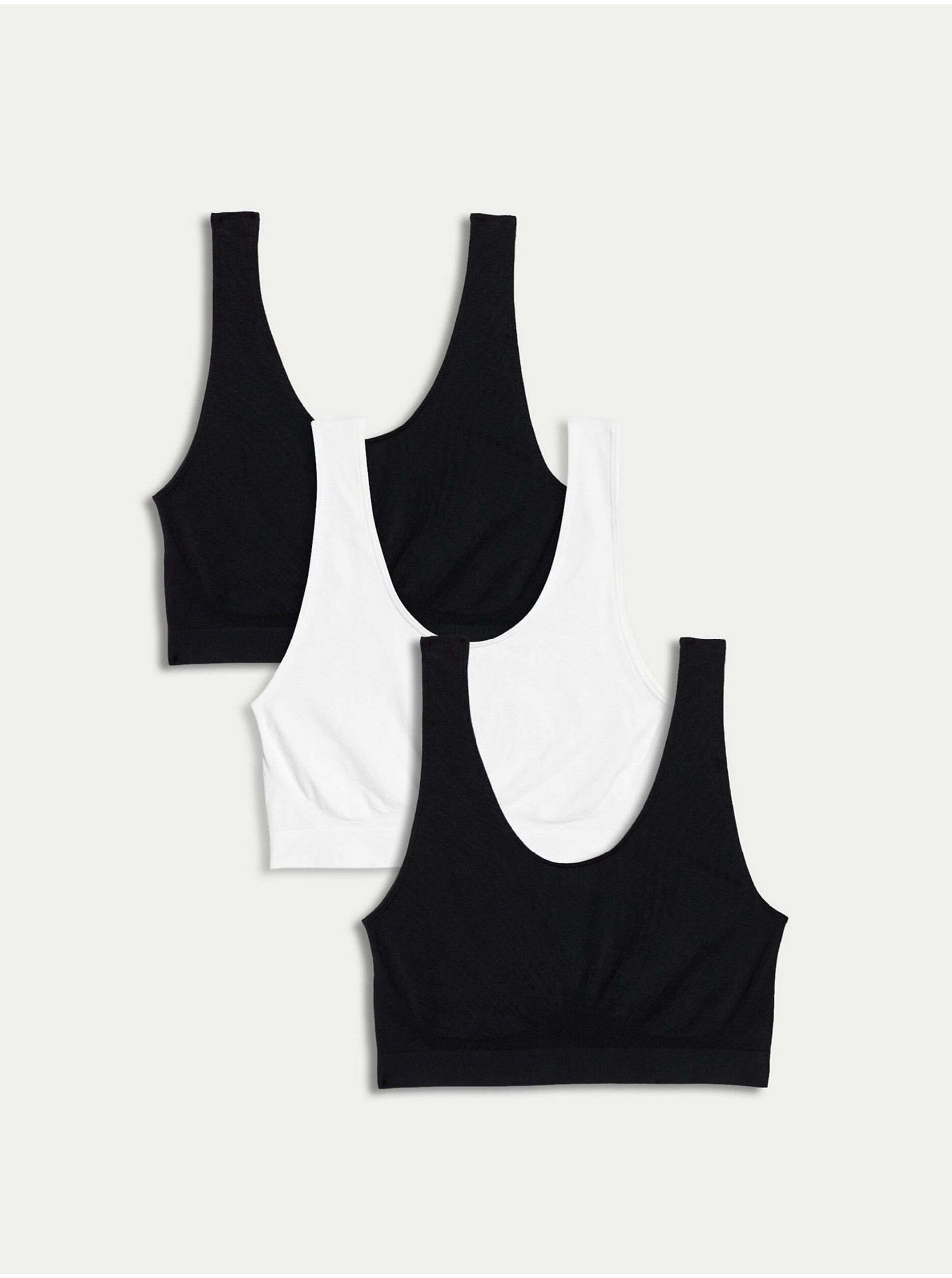 Levně Sada tří dámských podprsenek bez kostic v černé a bílé barvě Marks & Spencer
