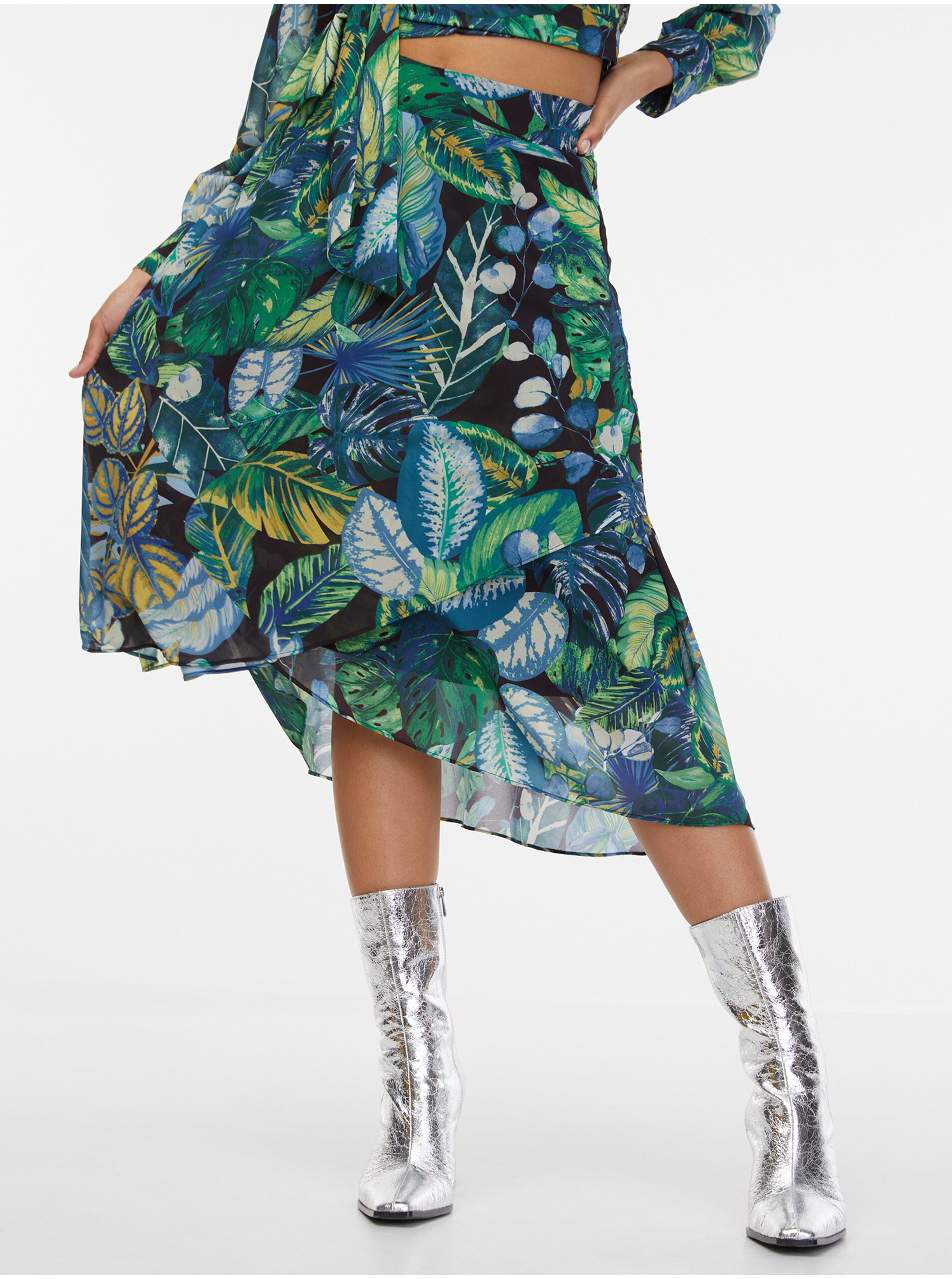 E-shop Černo-zelená dámská vzorovaná sukně ORSAY