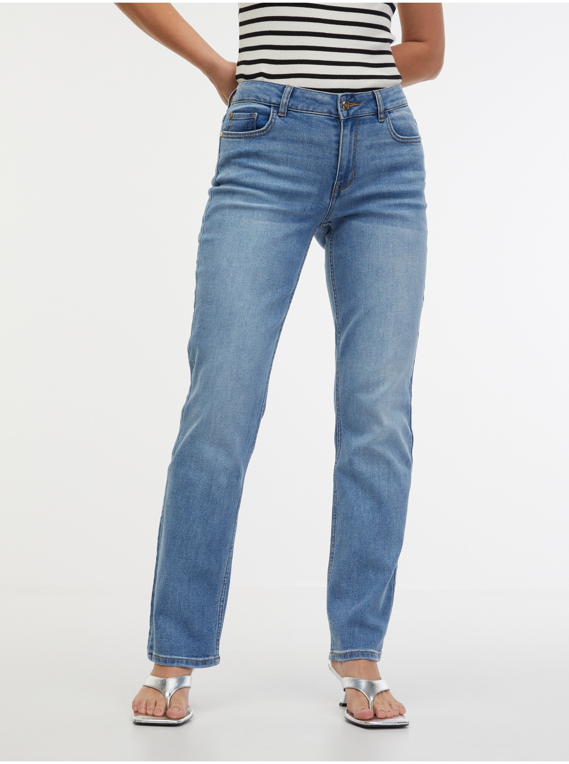 E-shop Světle modré dámské straight fit džíny ORSAY