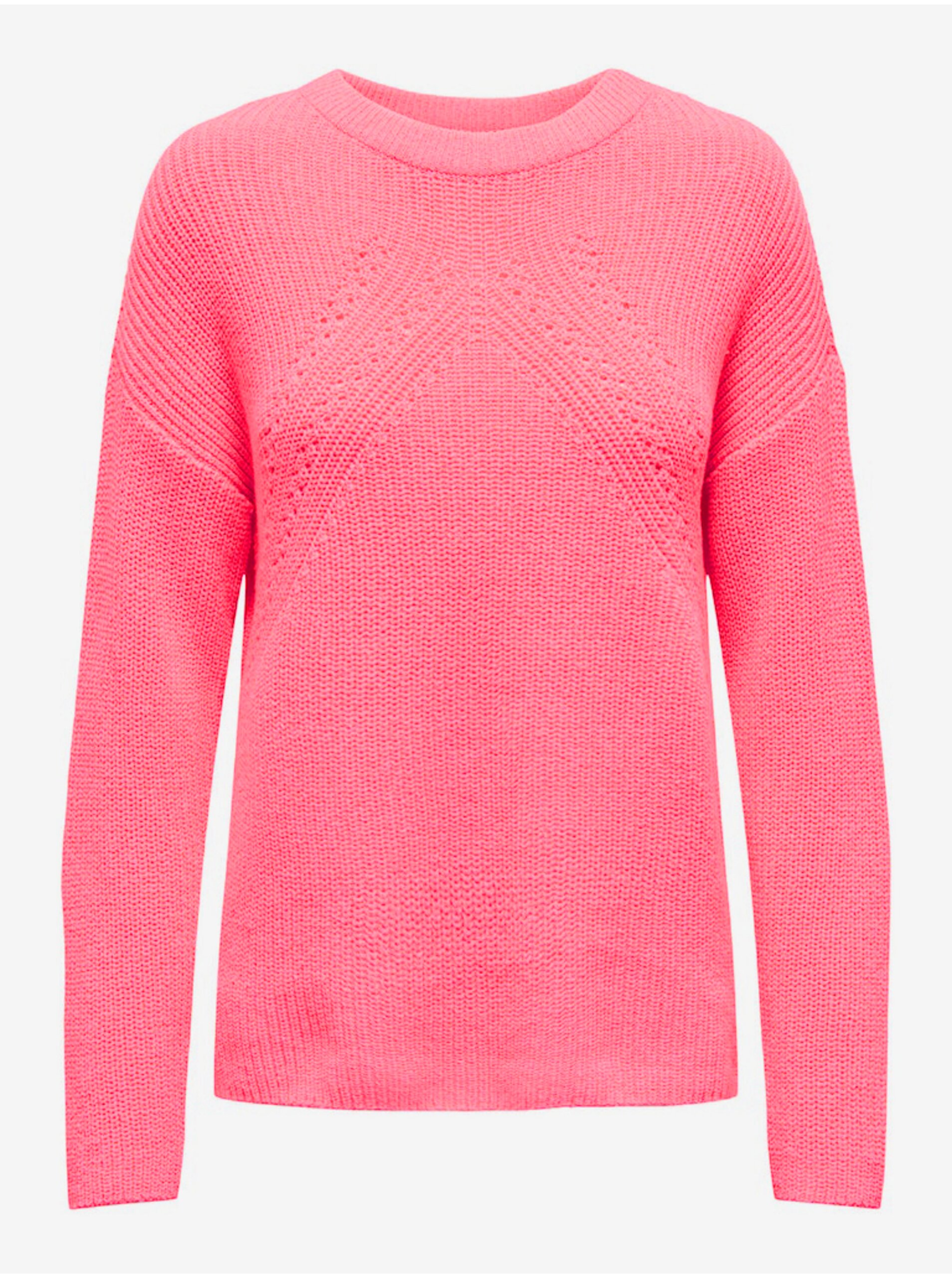 E-shop Růžový dámský basic svetr ONLY Bella