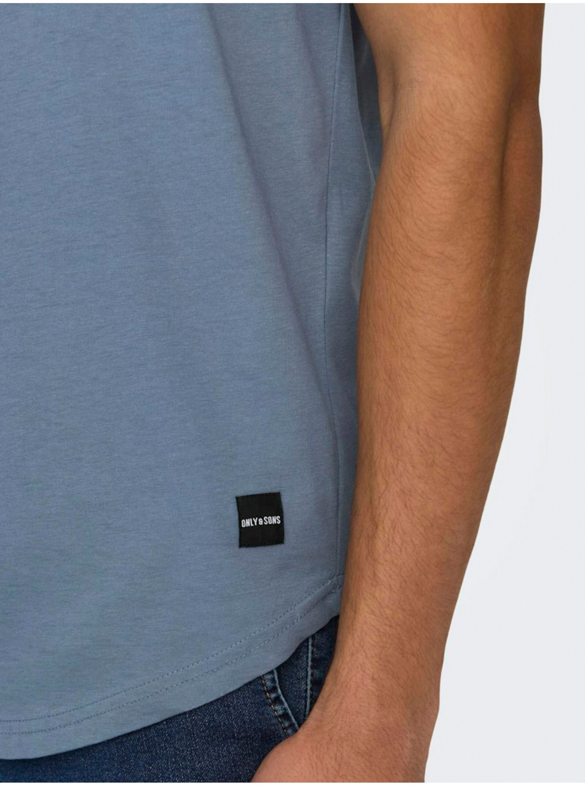 Modré pánské basic tričko ONLY & SONS Matt Longy