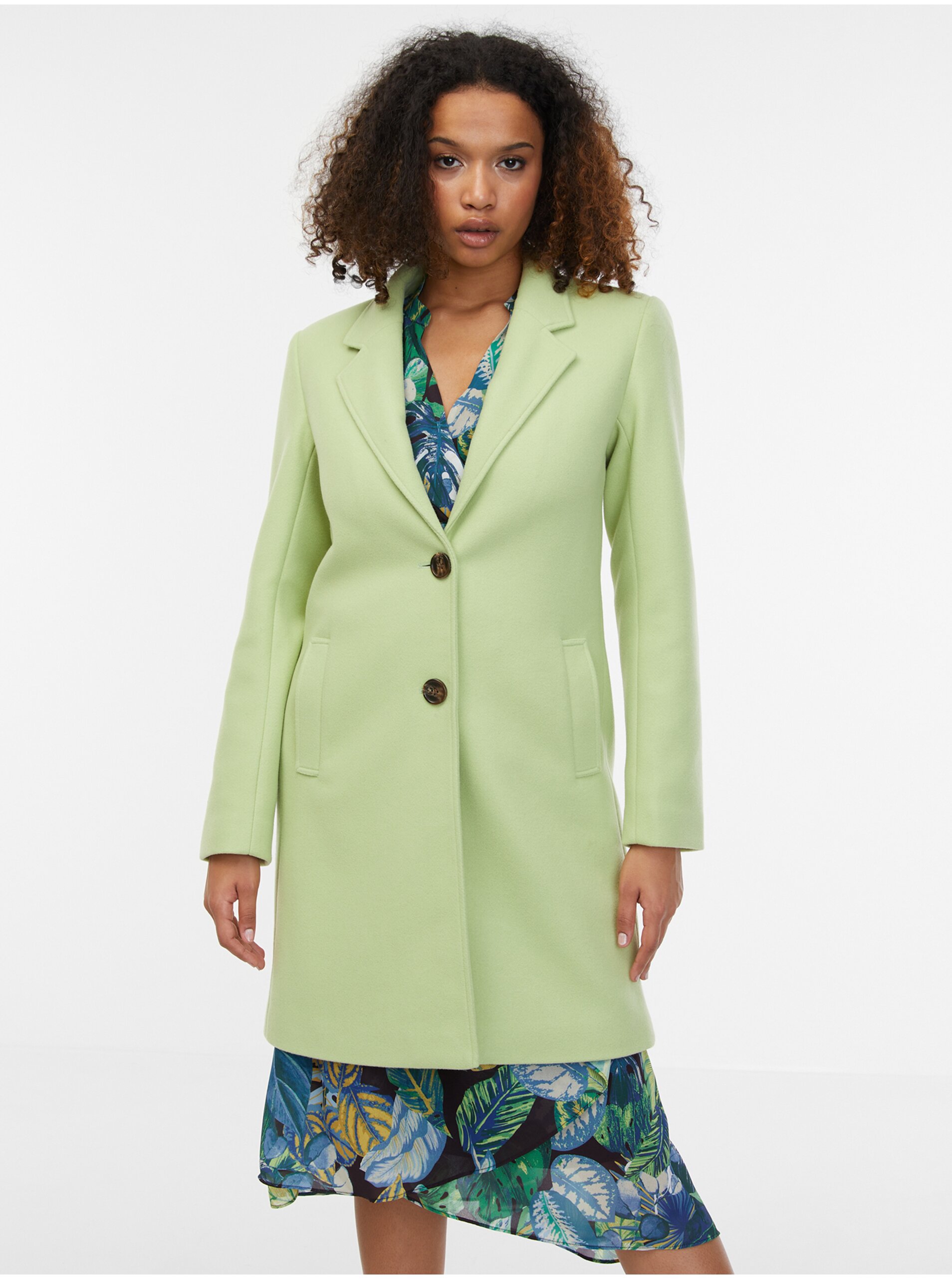 E-shop Světle zelený dámský kabát ORSAY
