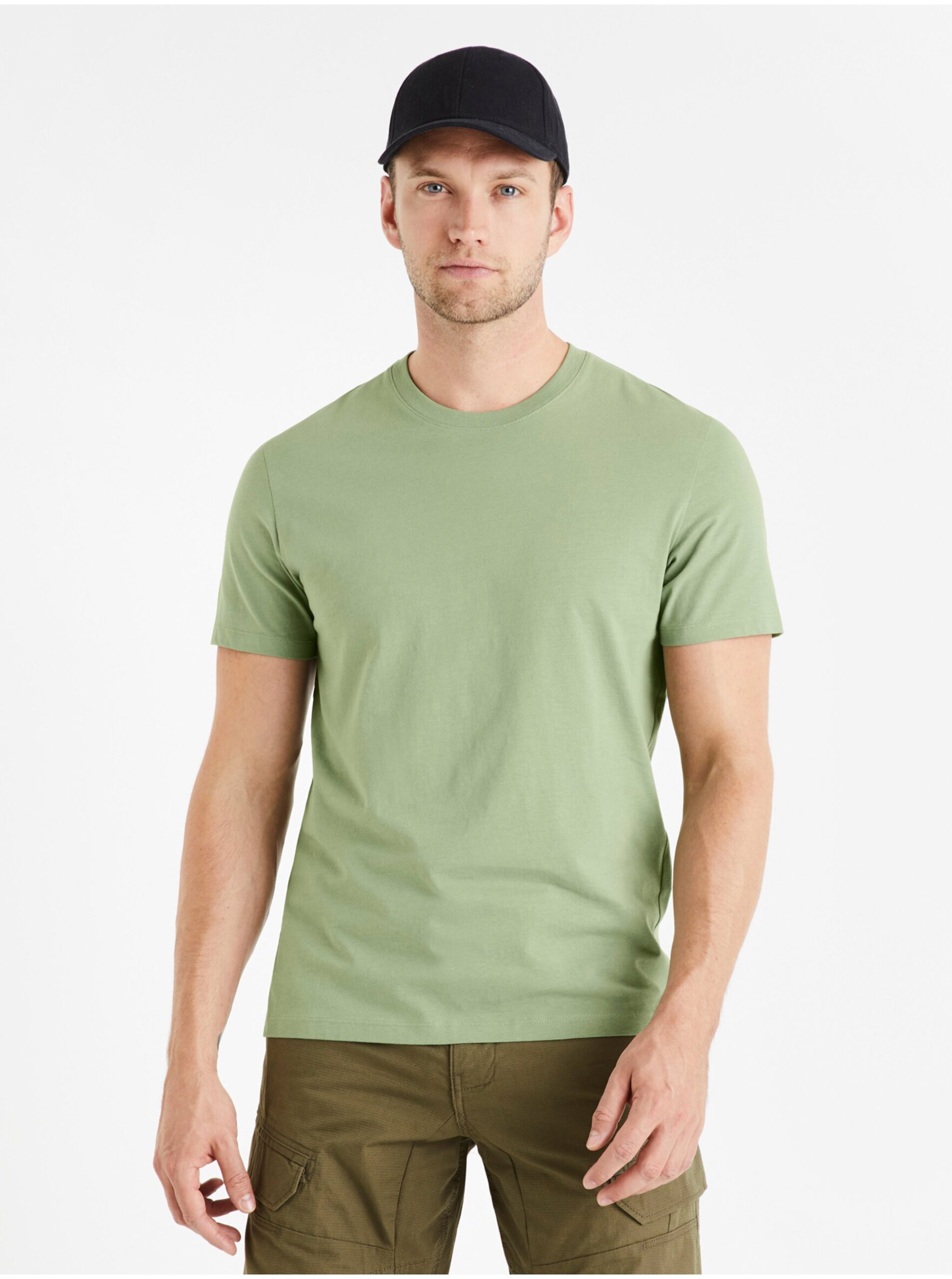 Světle zelené pánské tričko Celio Tebase