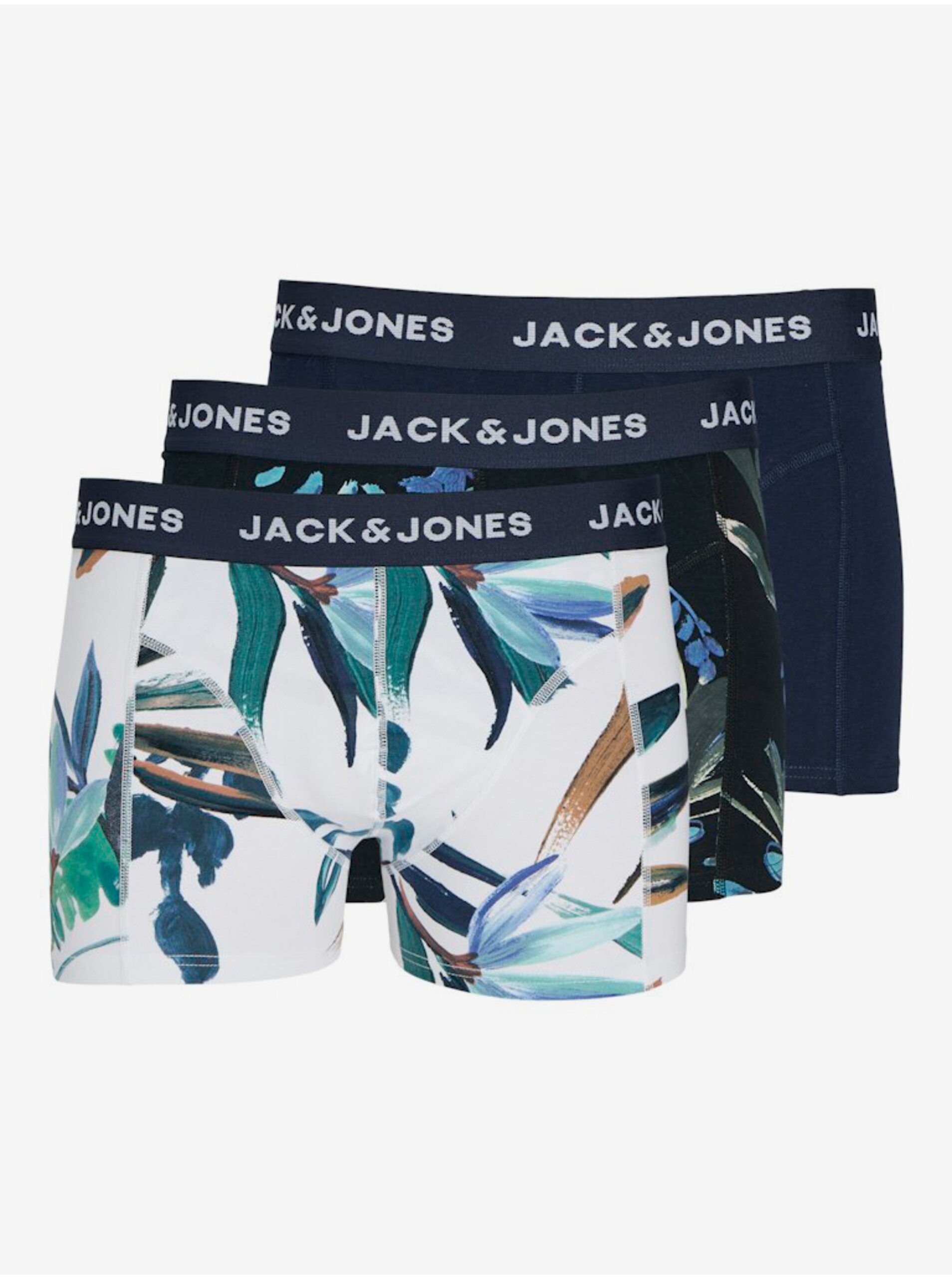 E-shop Súprava troch pánskych boxeriek v modrej a bielej farbe Jack & Jones