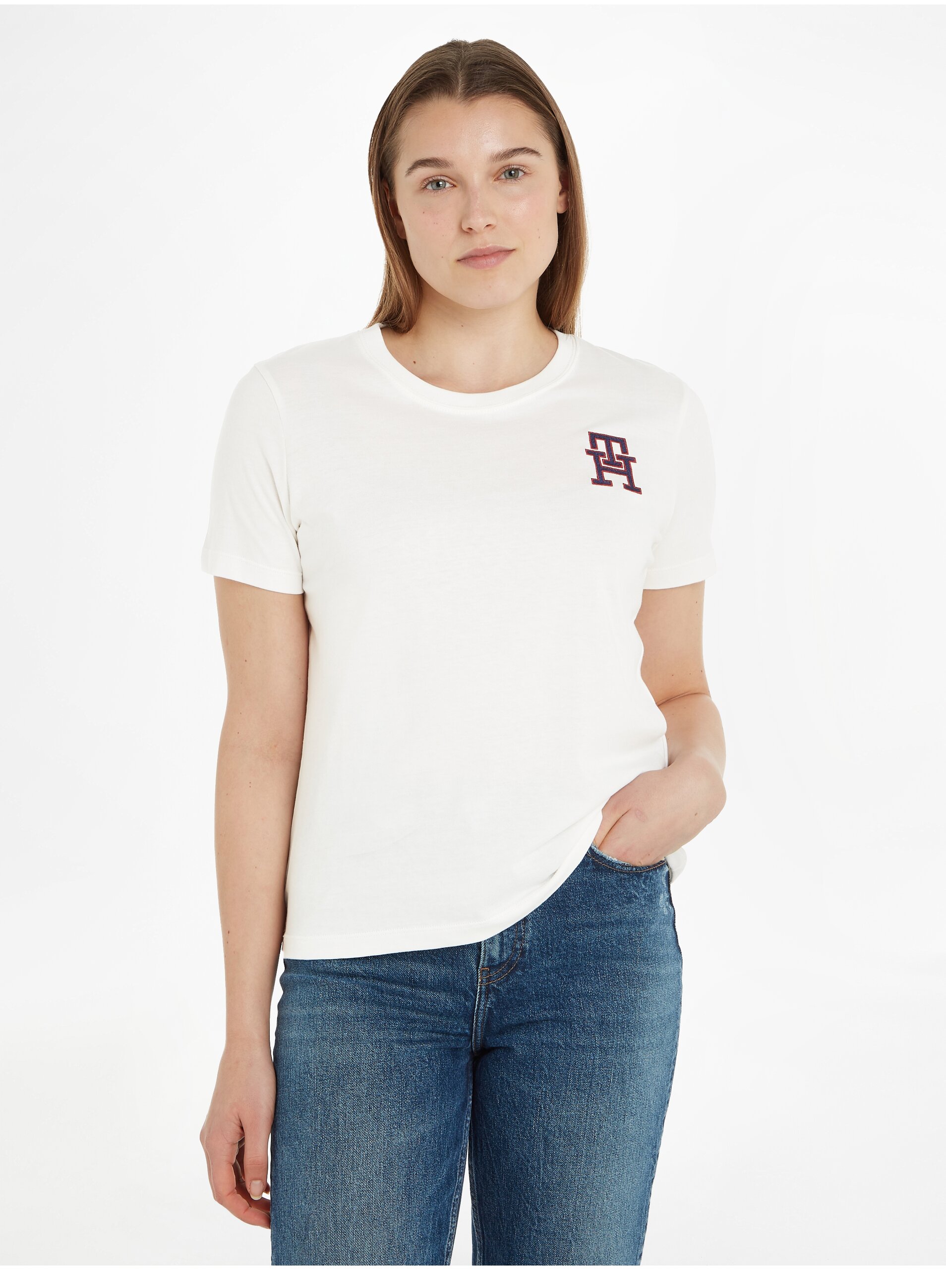E-shop Bílé dámské tričko Tommy Hilfiger