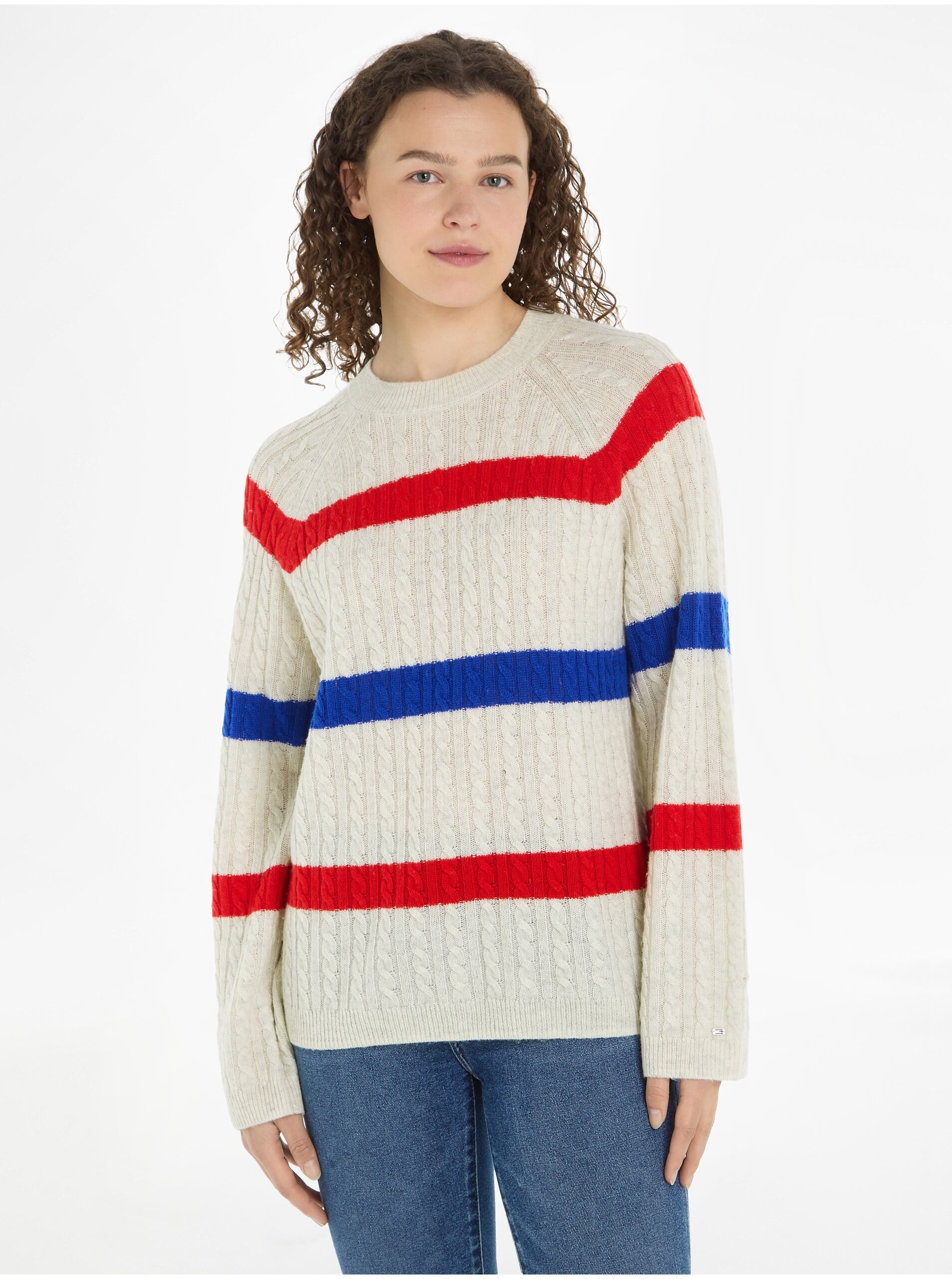 E-shop Béžový dámský vlněný svetr Tommy Hilfiger