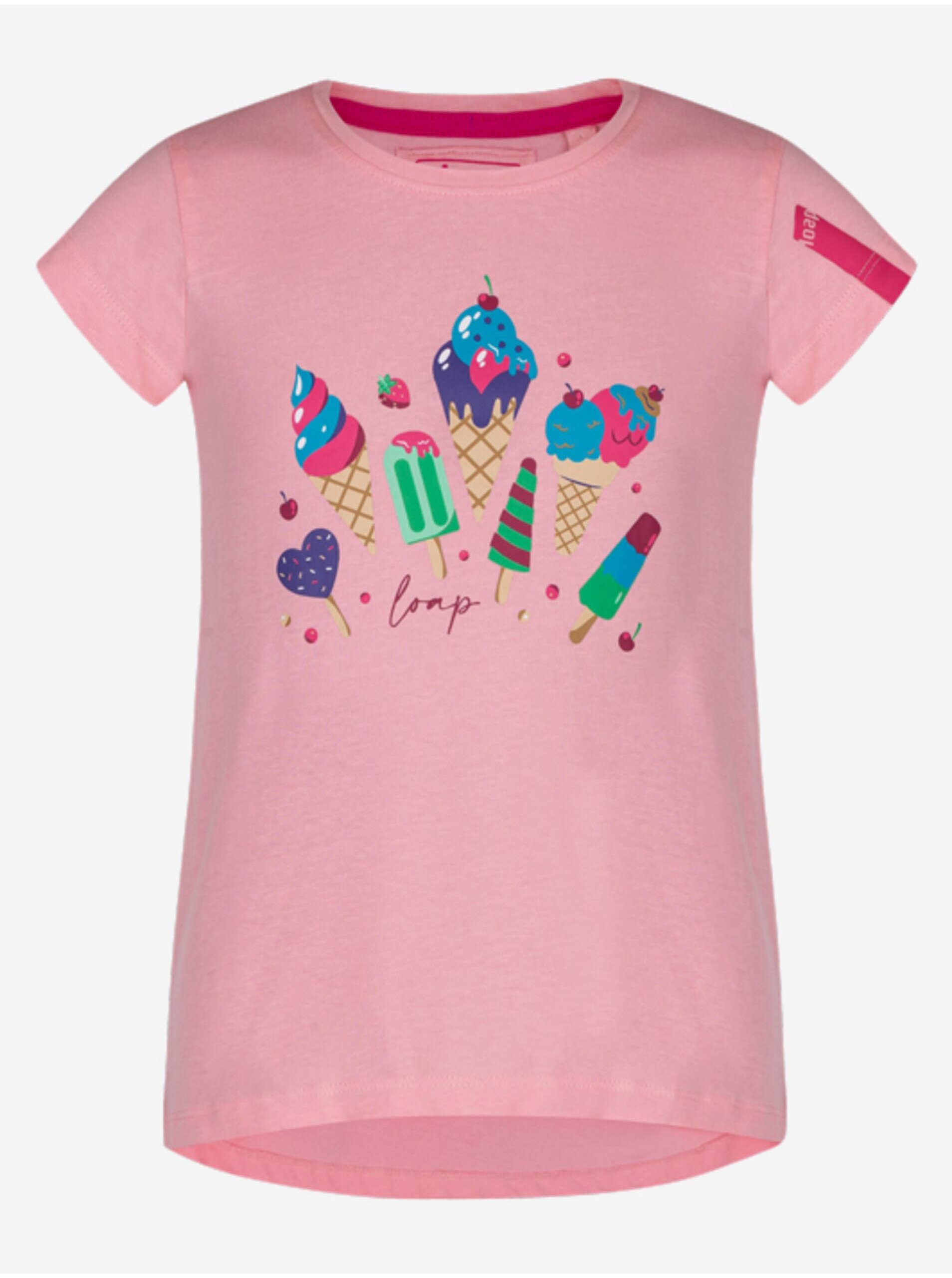 Levně Růžové holčičí tričko s potiskem LOAP BESNUDA