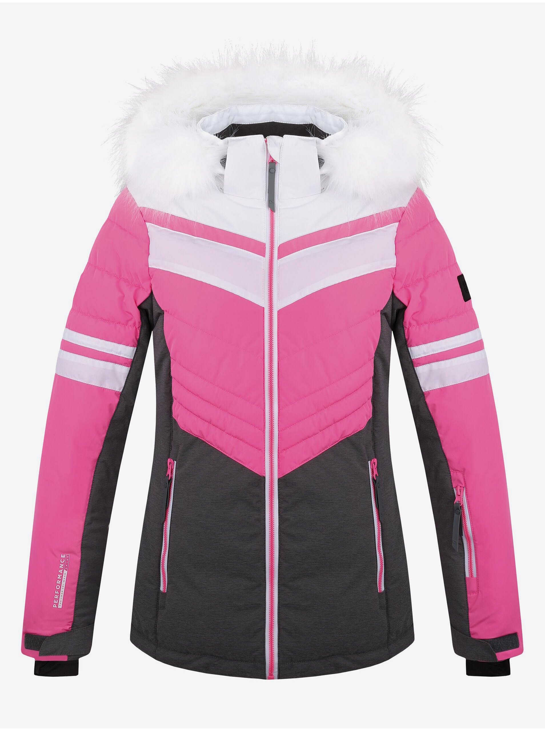 Levně Šedo-růžová dámská lyžařská bunda LOAP ORINNA