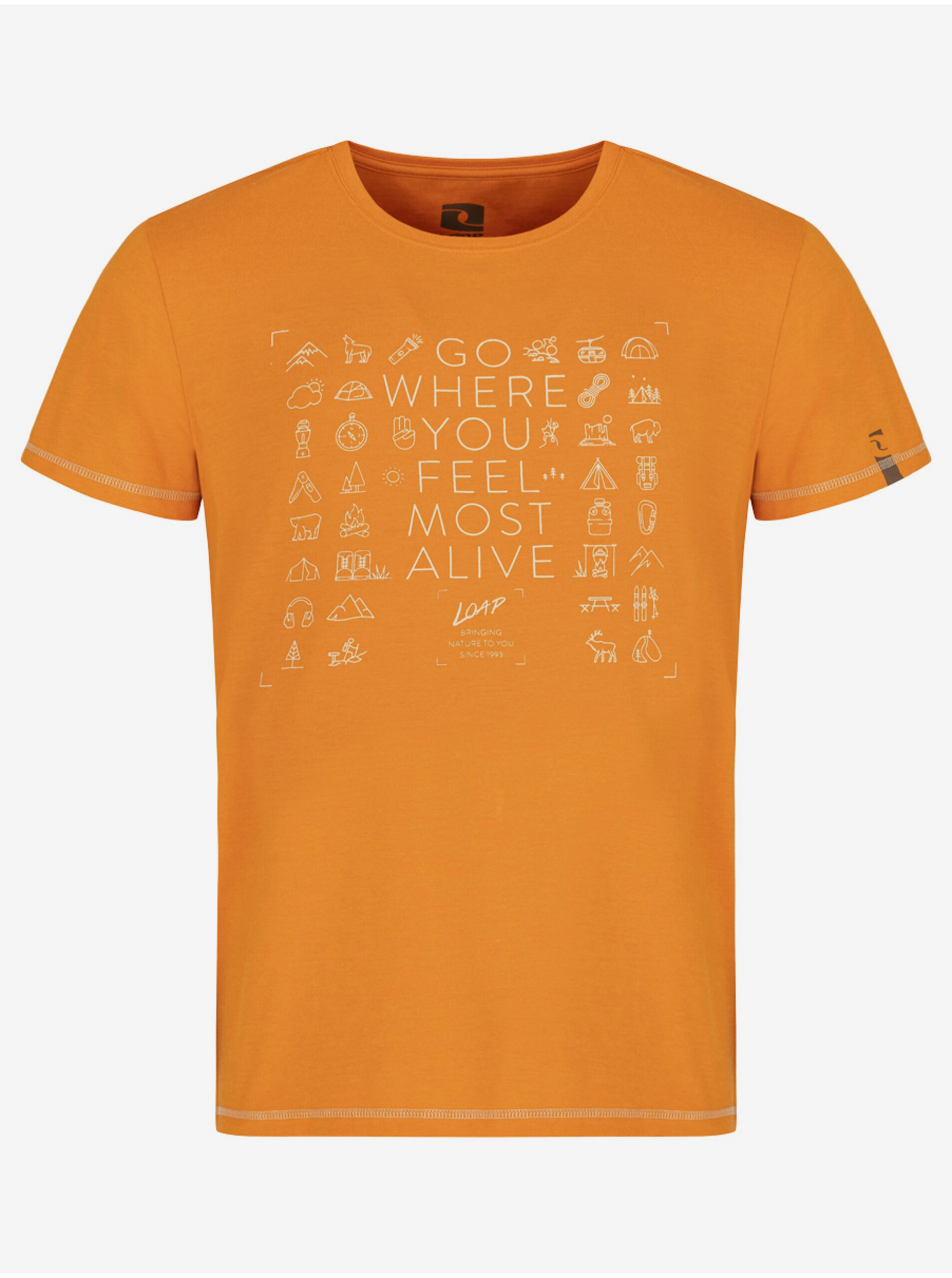 Levně Oranžové pánské triko s nápisem LOAP ALEXUS