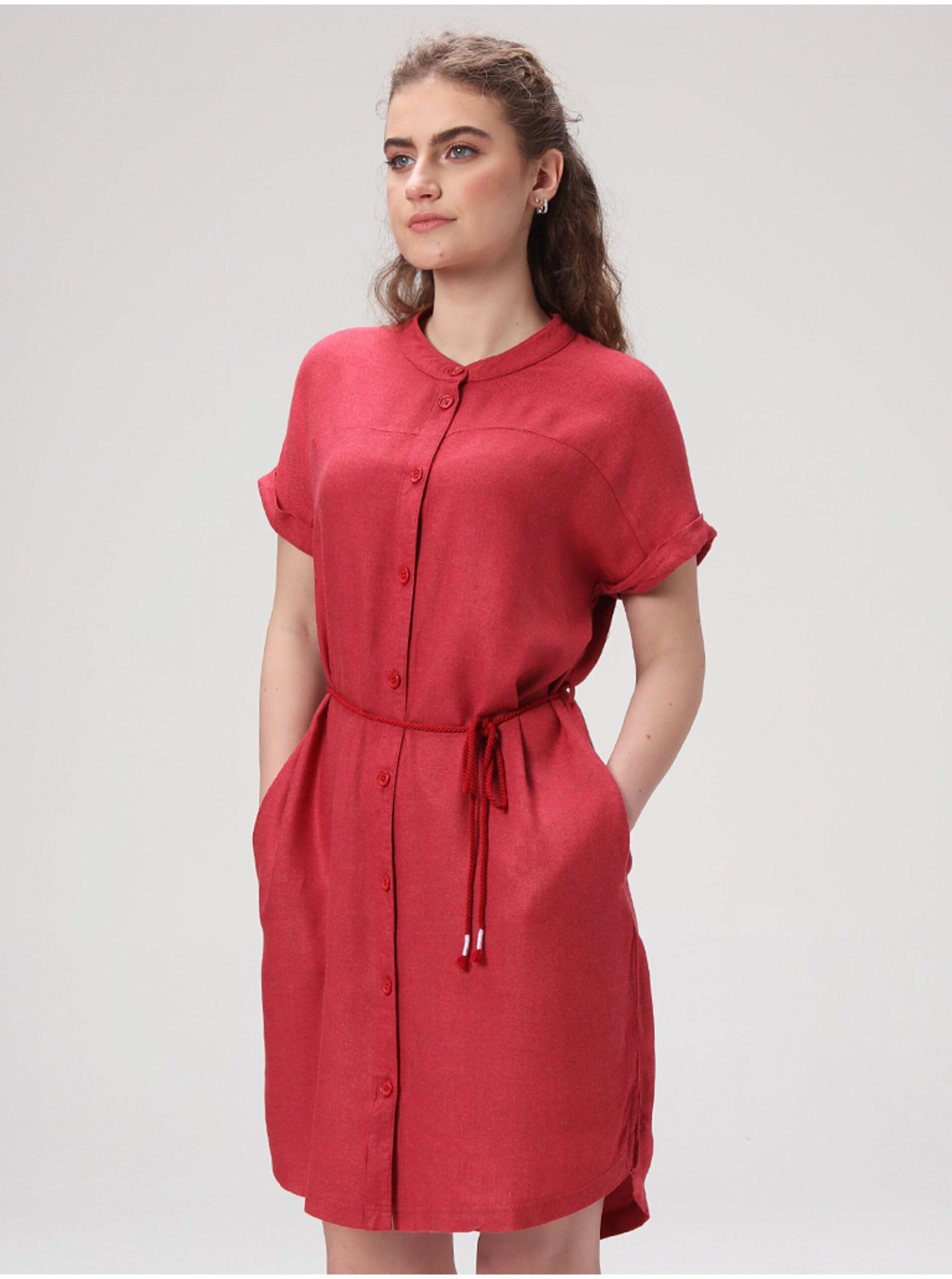 Levně Červené dámské letní šaty LOAP NELLA