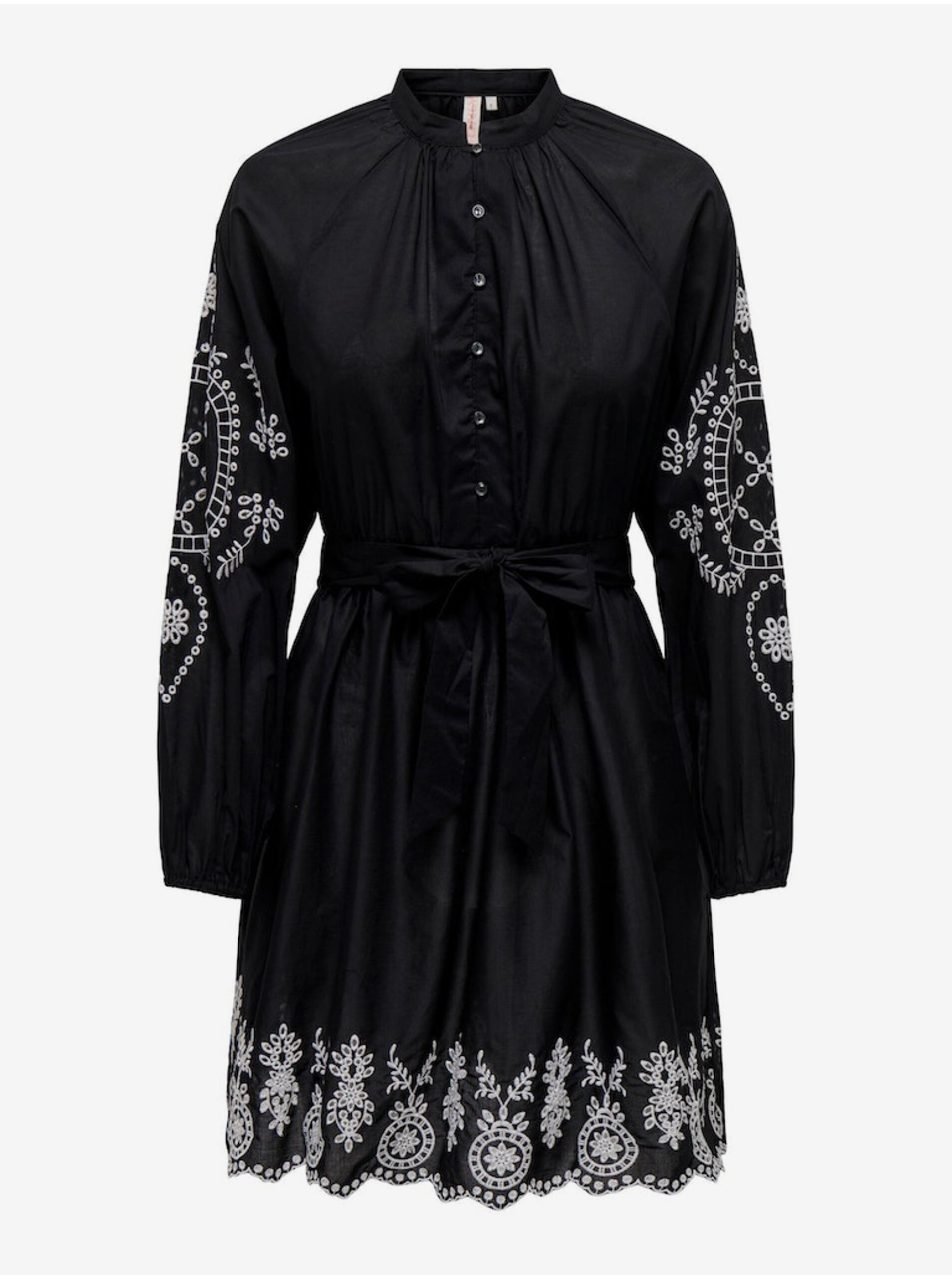 E-shop Černé dámské košilové šaty s výšivkou ONLY Flo