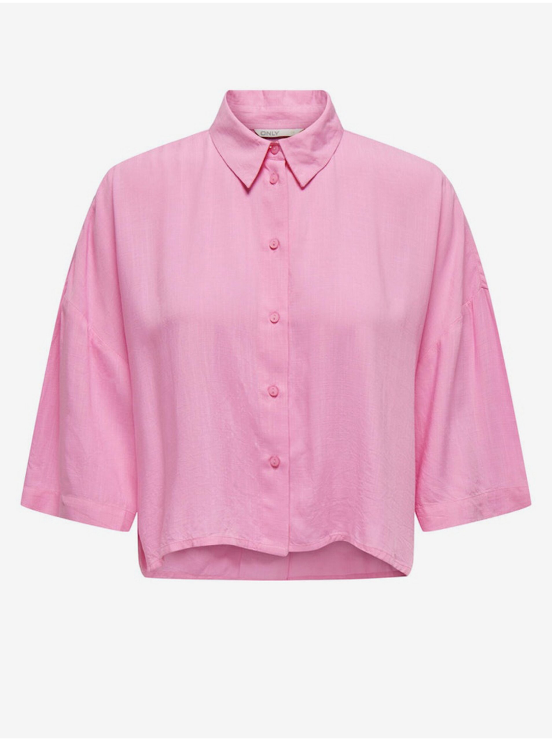 Levně Růžová dámská cropped košile ONLY Astrid