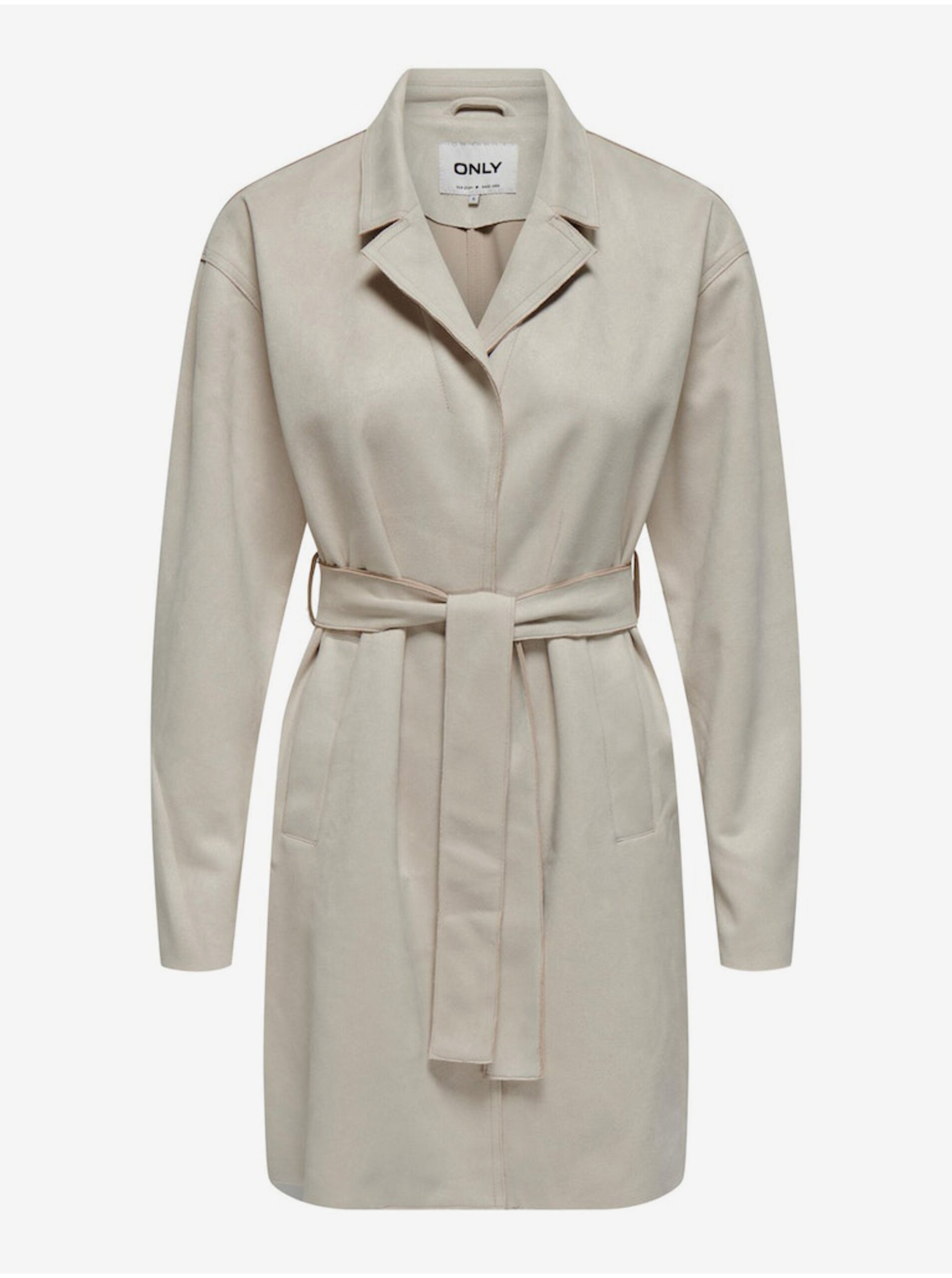 E-shop Krémový dámský semišový kabát ONLY Joline