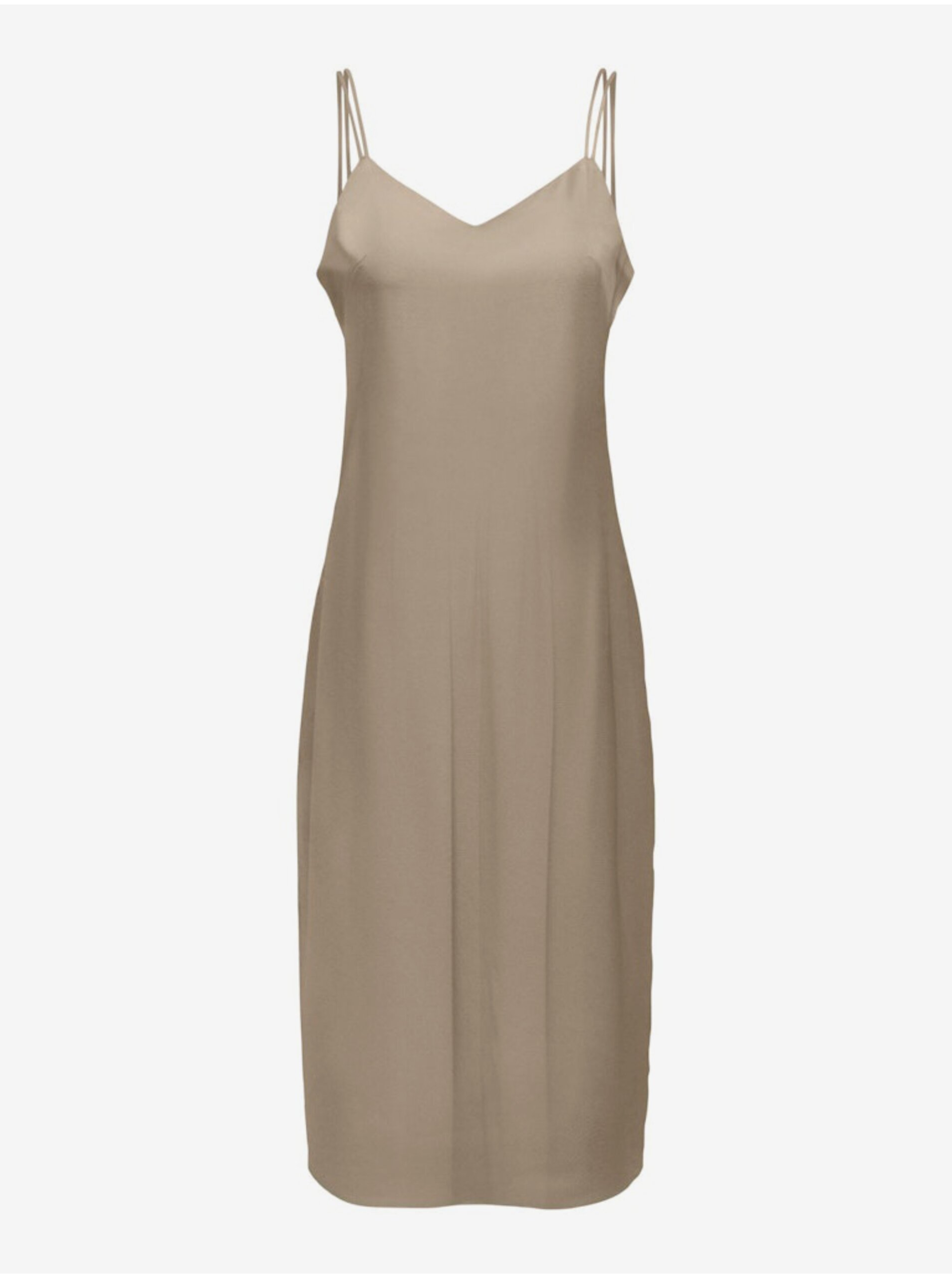E-shop Béžové dámske saténové šaty ONLY Sia