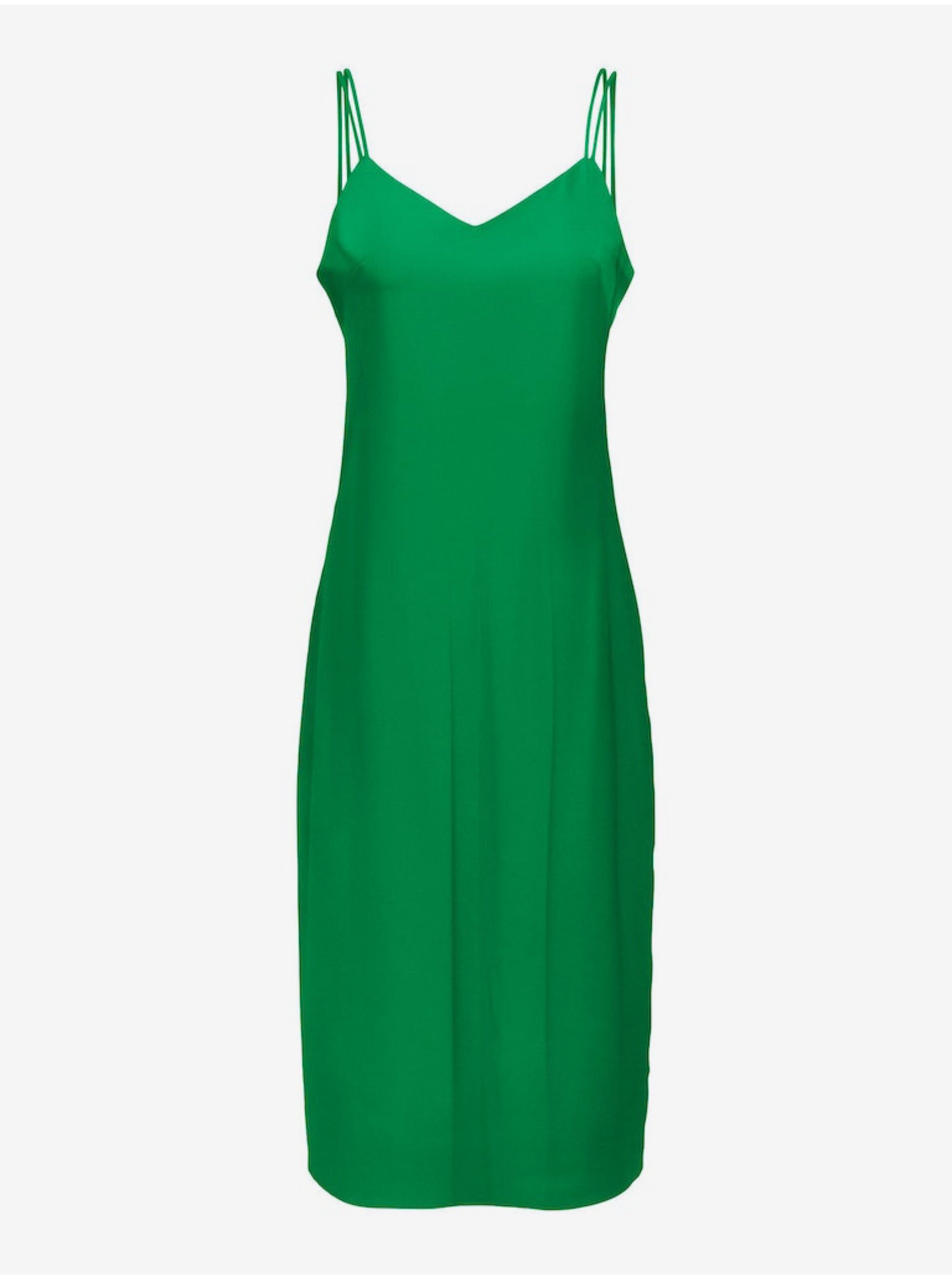 Levně Zelené dámské saténové šaty ONLY Sia