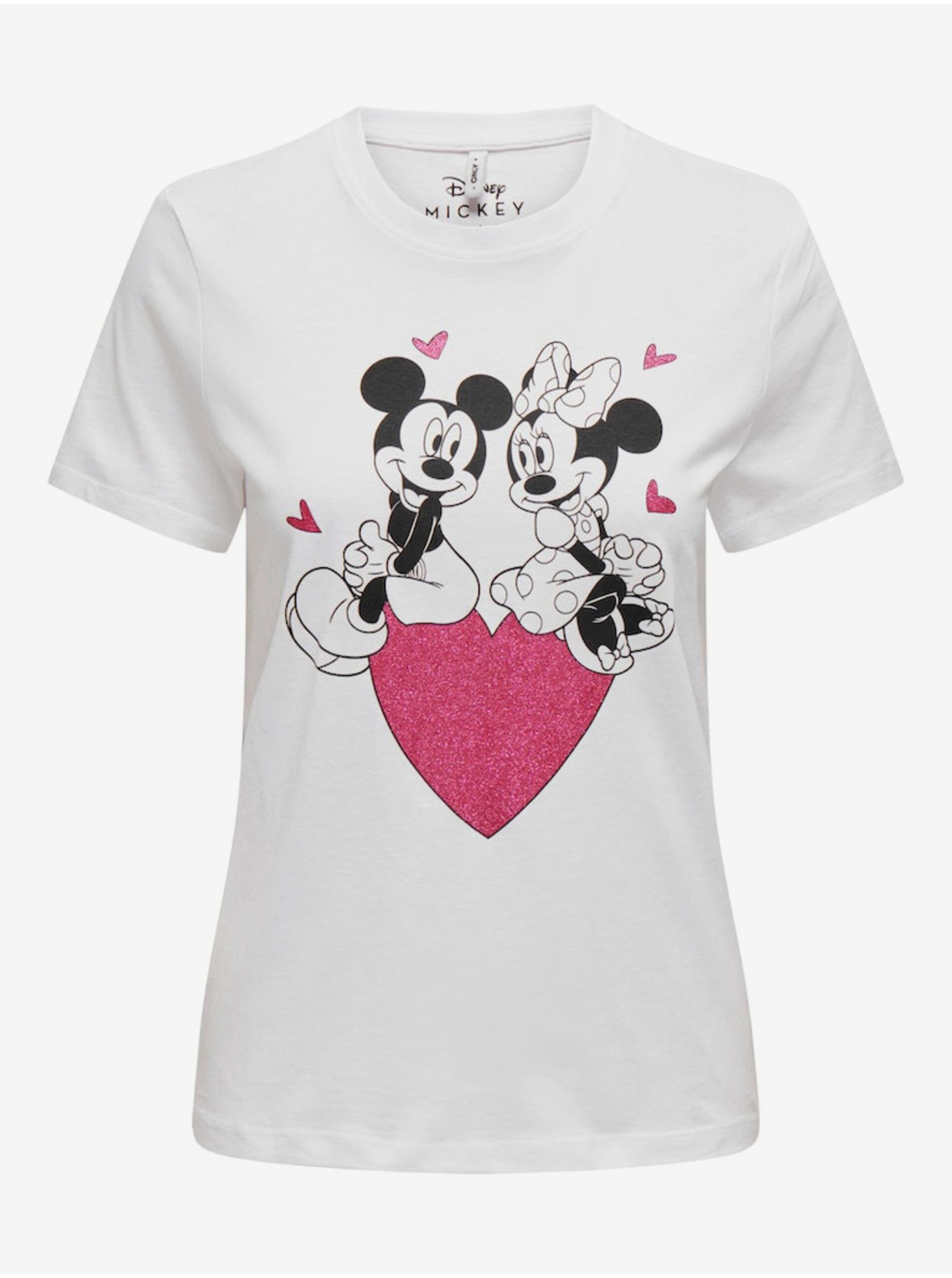 Levně Bílé dámské tričko ONLY Mickey