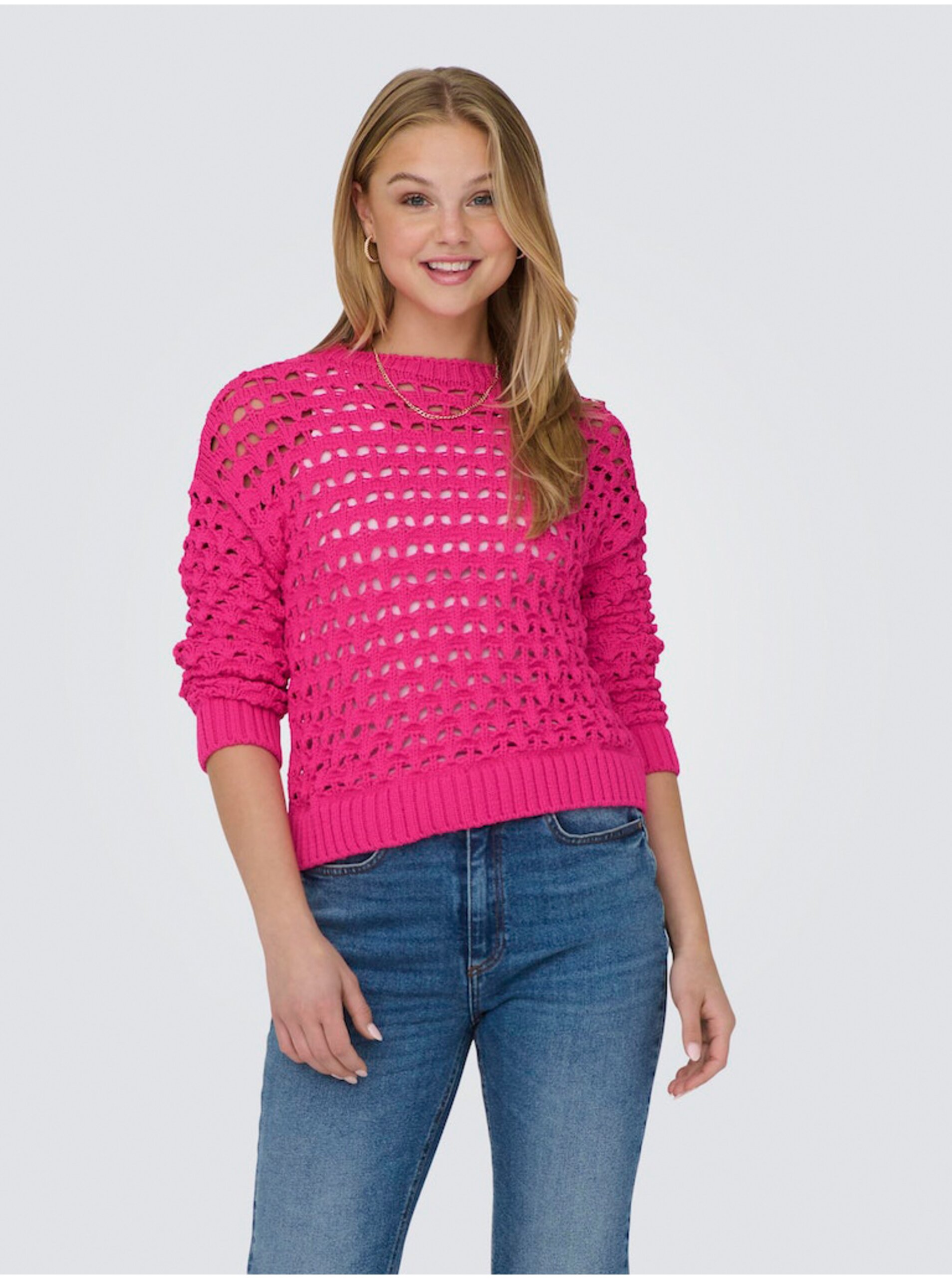 Lacno Tmavo ružový dámsky sveter ONLY Linda