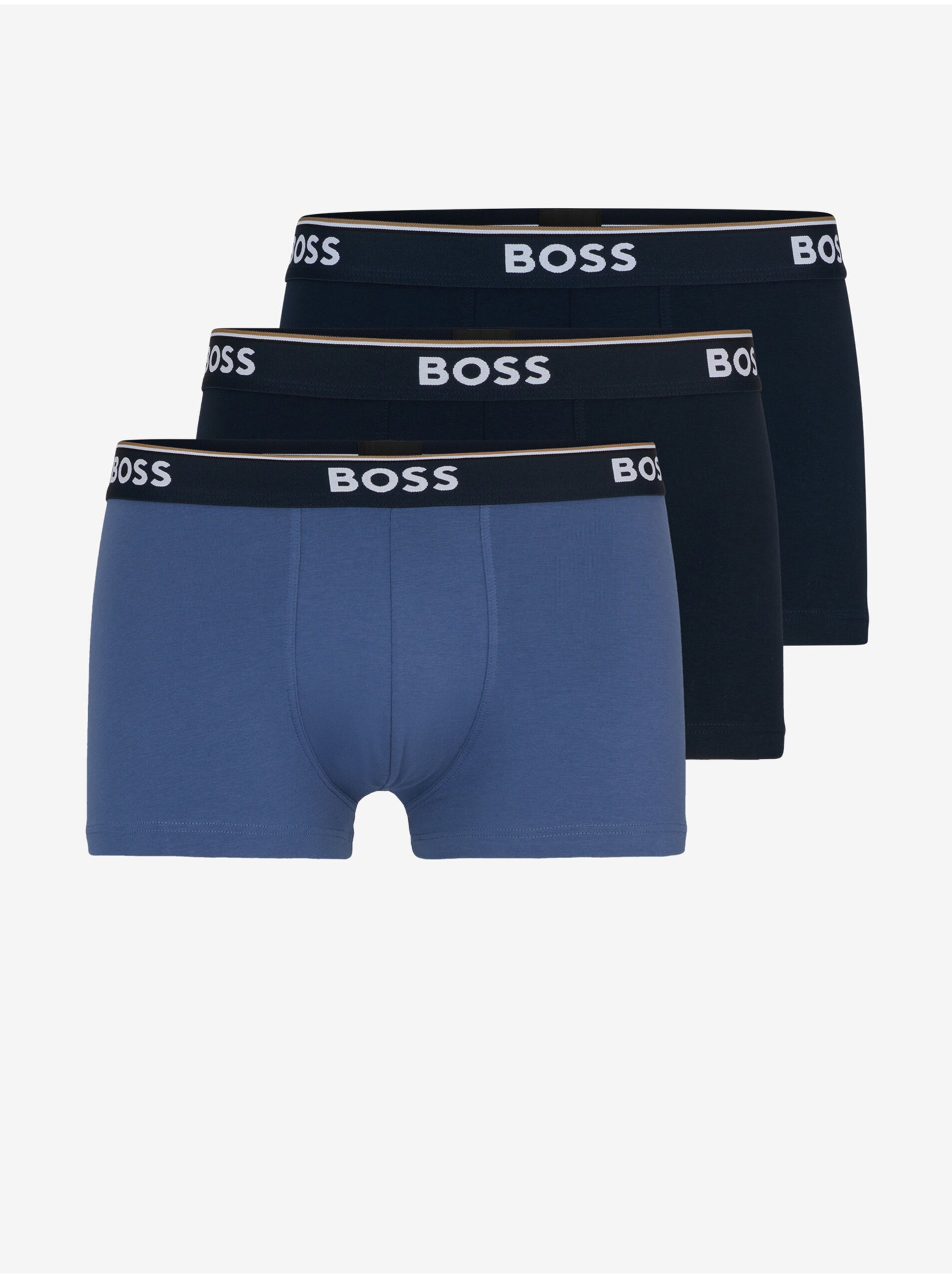 Levně Sada tří pánských boxerek v modré a černé barvě BOSS