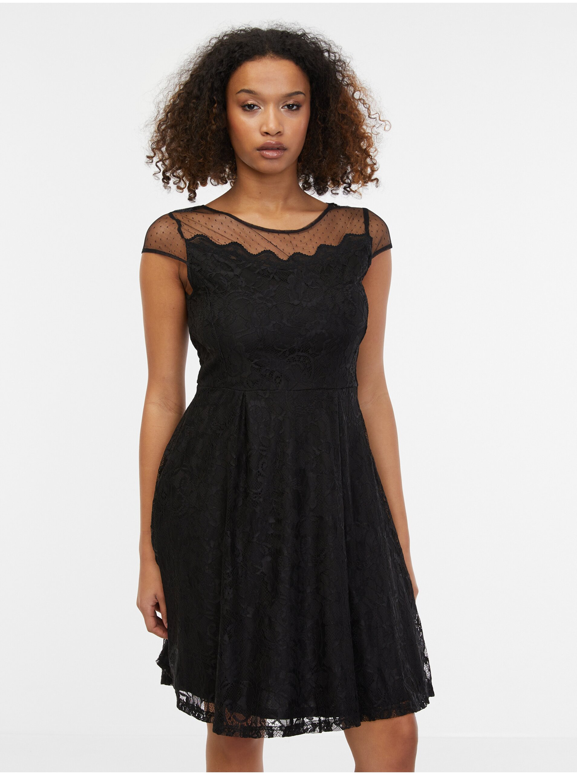 Levně Černé dámské krajkové šaty ORSAY