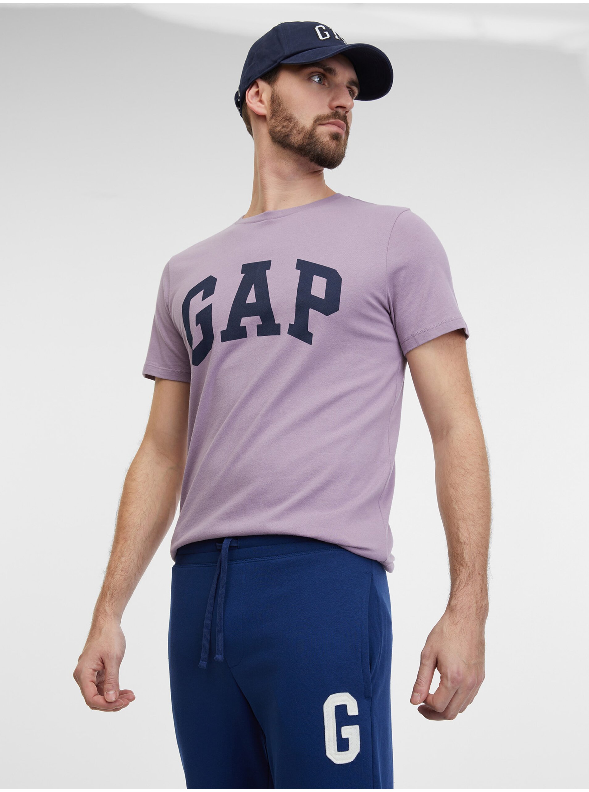 Levně Světle fialové pánské tričko GAP